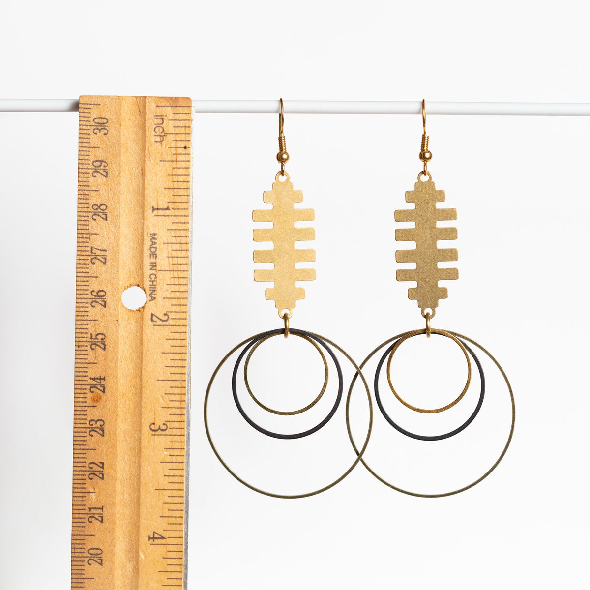 Aztec Inspired Triple Ring Dangles