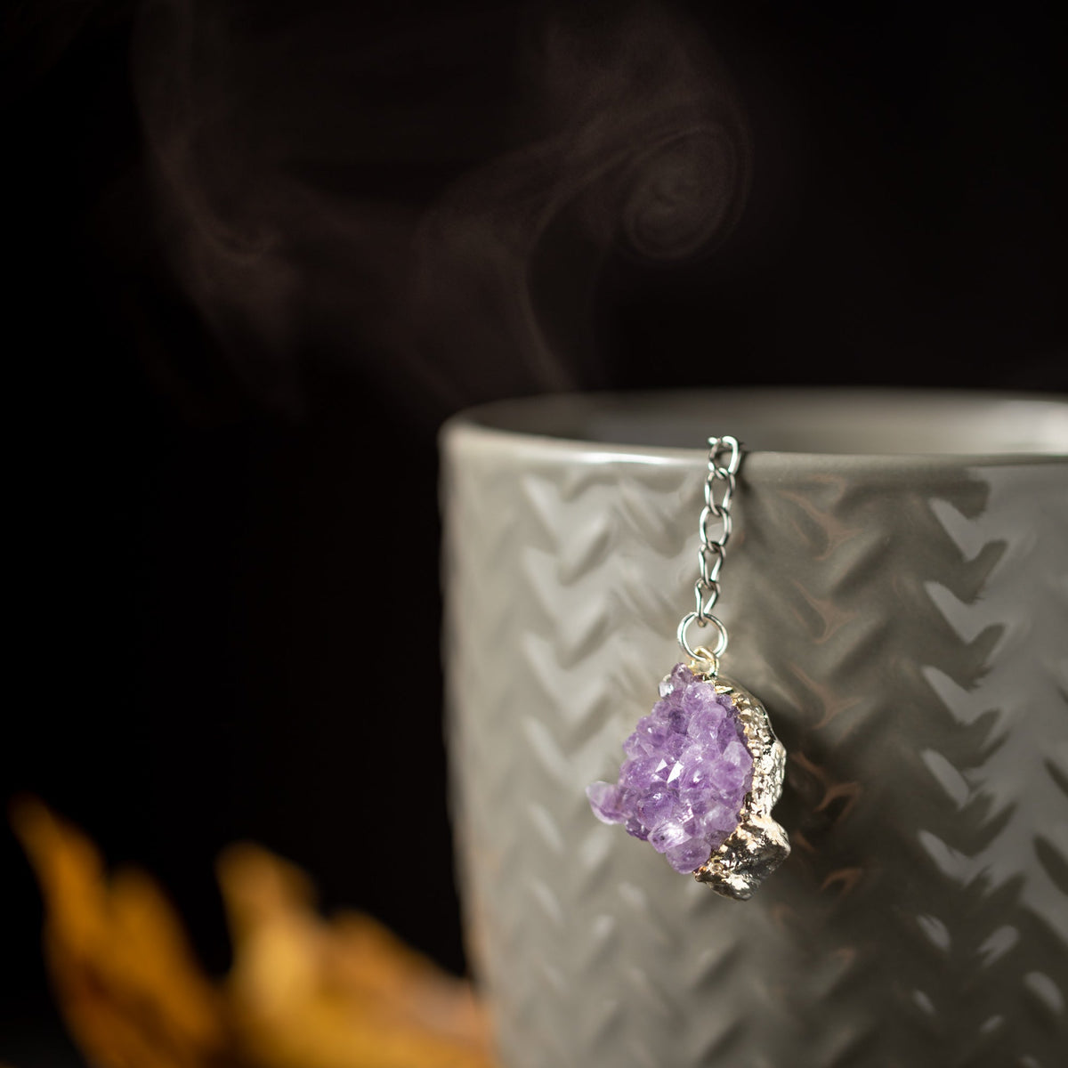 Handmade Amethyst Crystals Charmed Tea Infuser by Kinley Jewelry