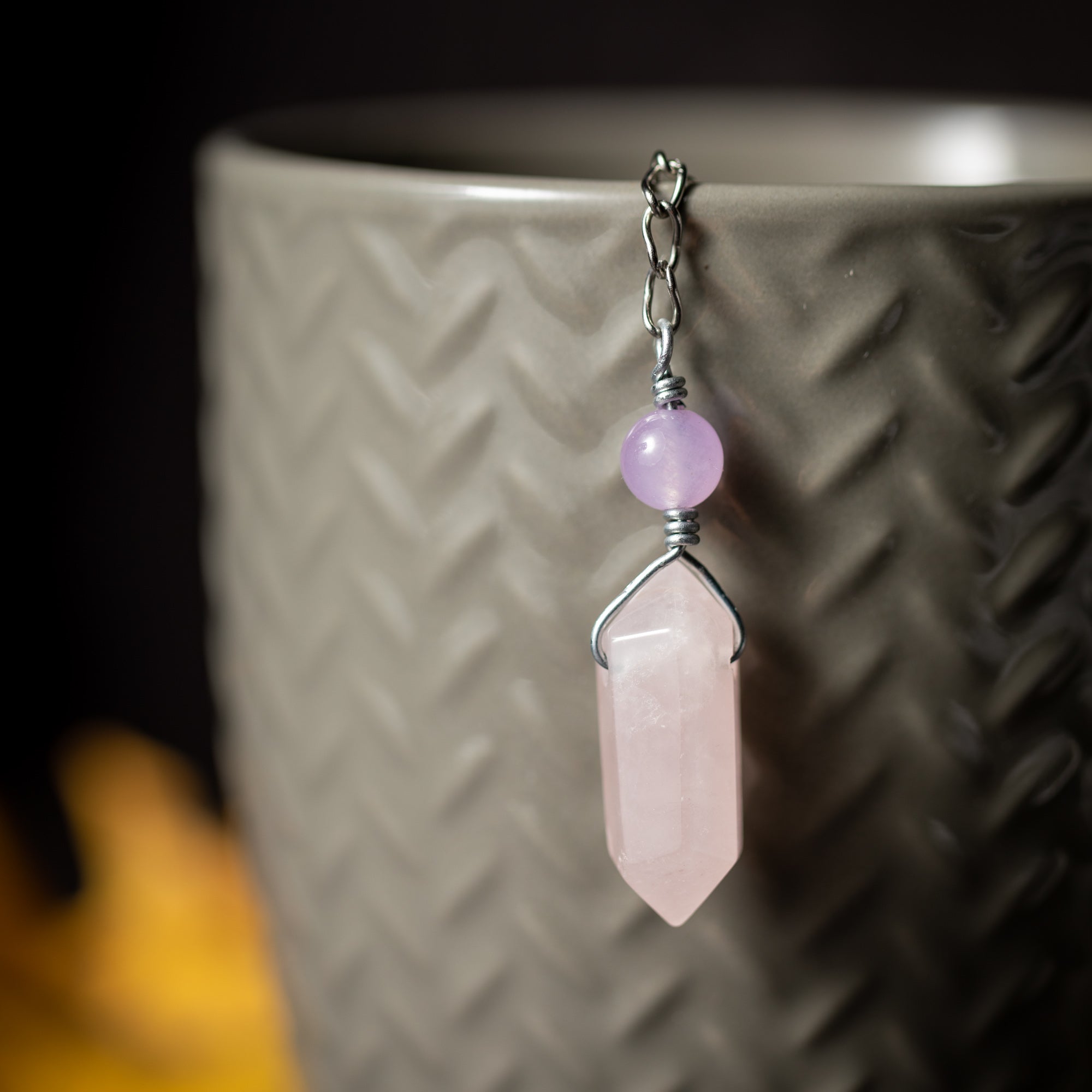 Self Love Rose Quartz Tea Infuser – Heart-Shaped Rose Quartz Charm for Loose Leaf Tea by Kinley Jewelry