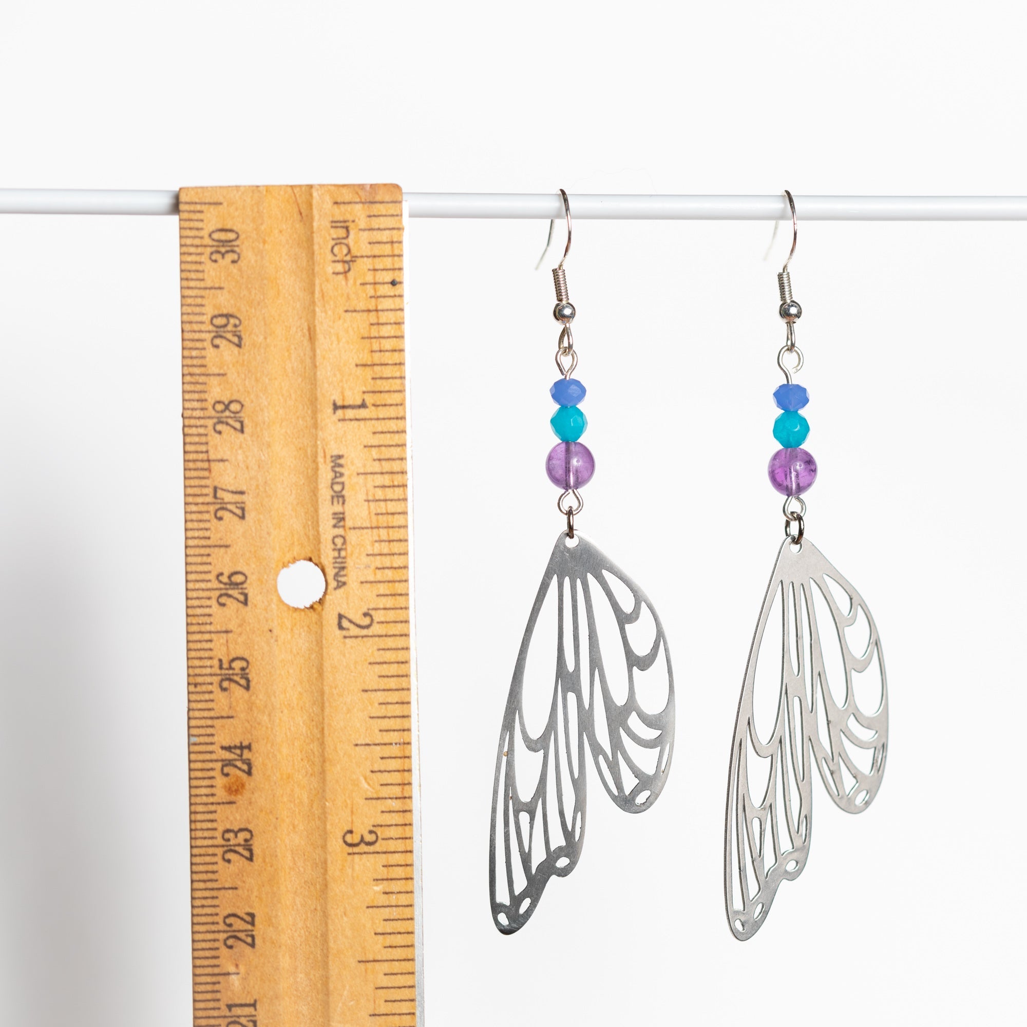 Silver Butterfly Wing Earrings with Spring-Colored Gemstones – Nature-Inspired Jewelry by Kinley Jewelry