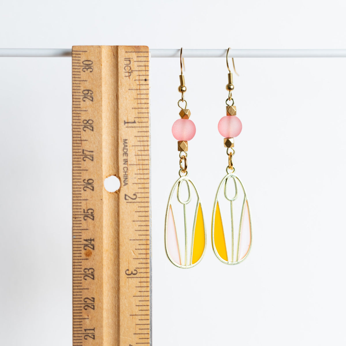 Pink Tulip Window Earrings