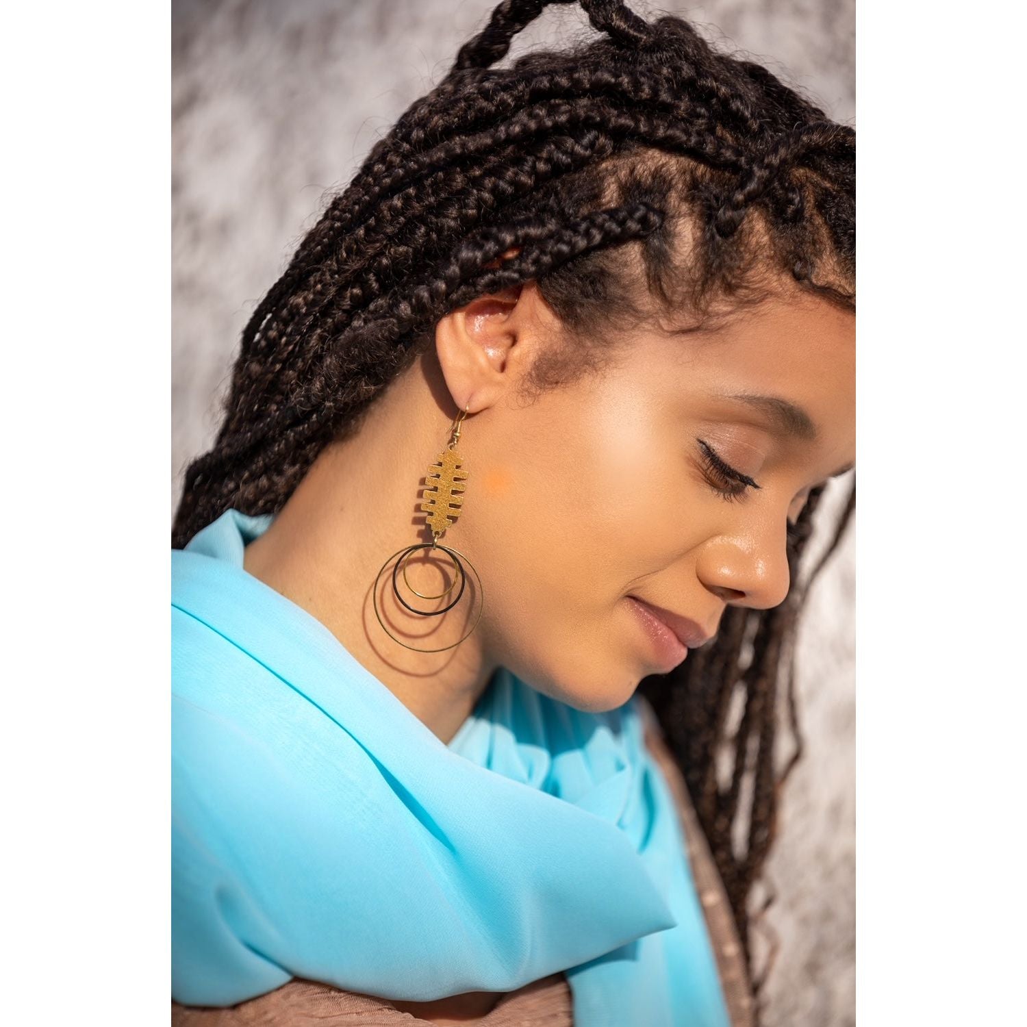 Aztec Inspired Triple Ring Dangles