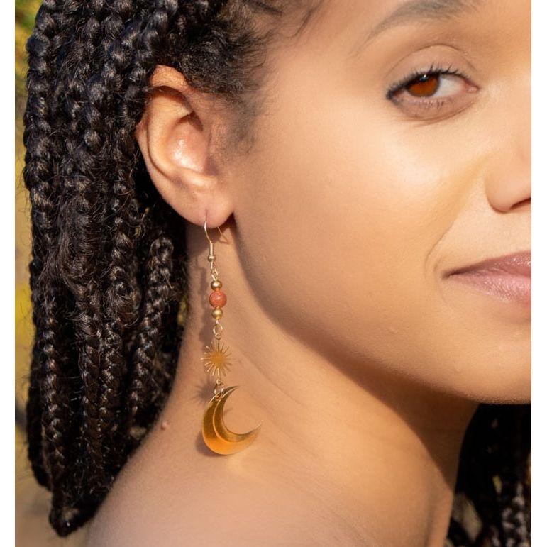 Sun & Moon Boho Dangle Earrings