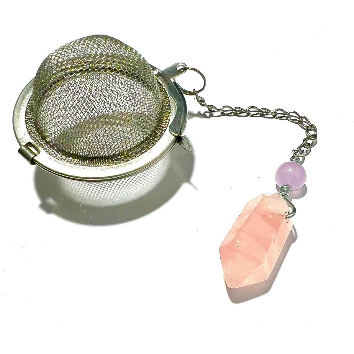 Self Love Rose Quartz Tea Infuser – Heart-Shaped Rose Quartz Charm for Loose Leaf Tea by Kinley Jewelry