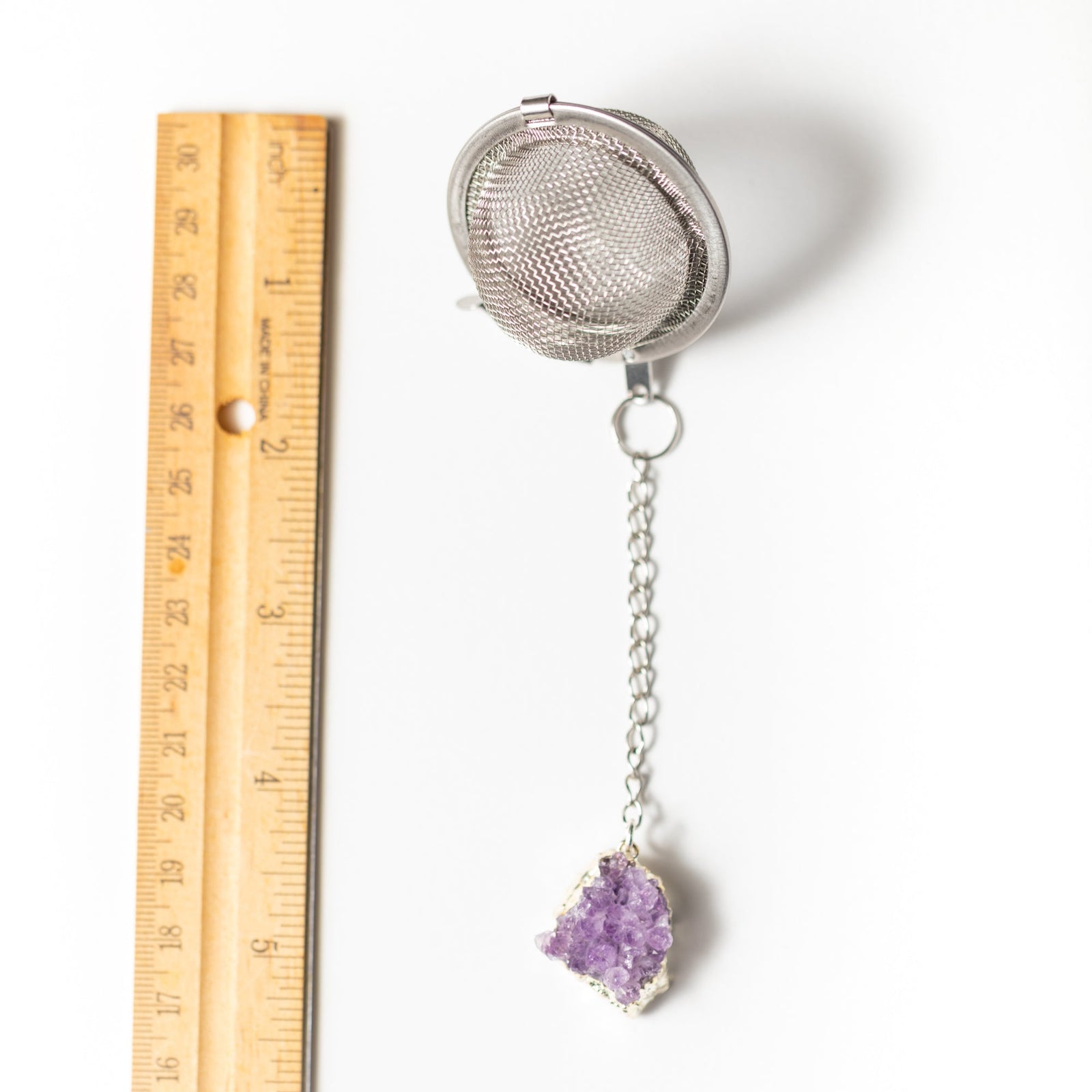Handmade Amethyst Crystals Charmed Tea Infuser by Kinley Jewelry