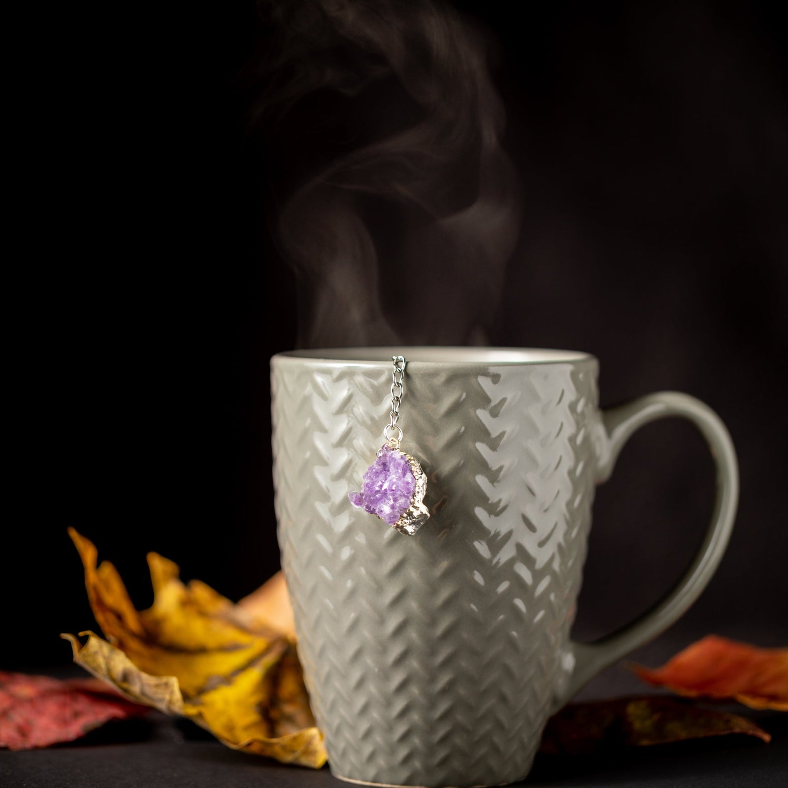 Handmade Amethyst Crystals Charmed Tea Infuser by Kinley Jewelry