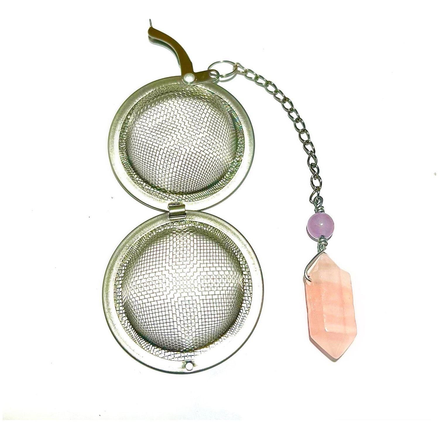 Self Love Rose Quartz Tea Infuser – Heart-Shaped Rose Quartz Charm for Loose Leaf Tea by Kinley Jewelry