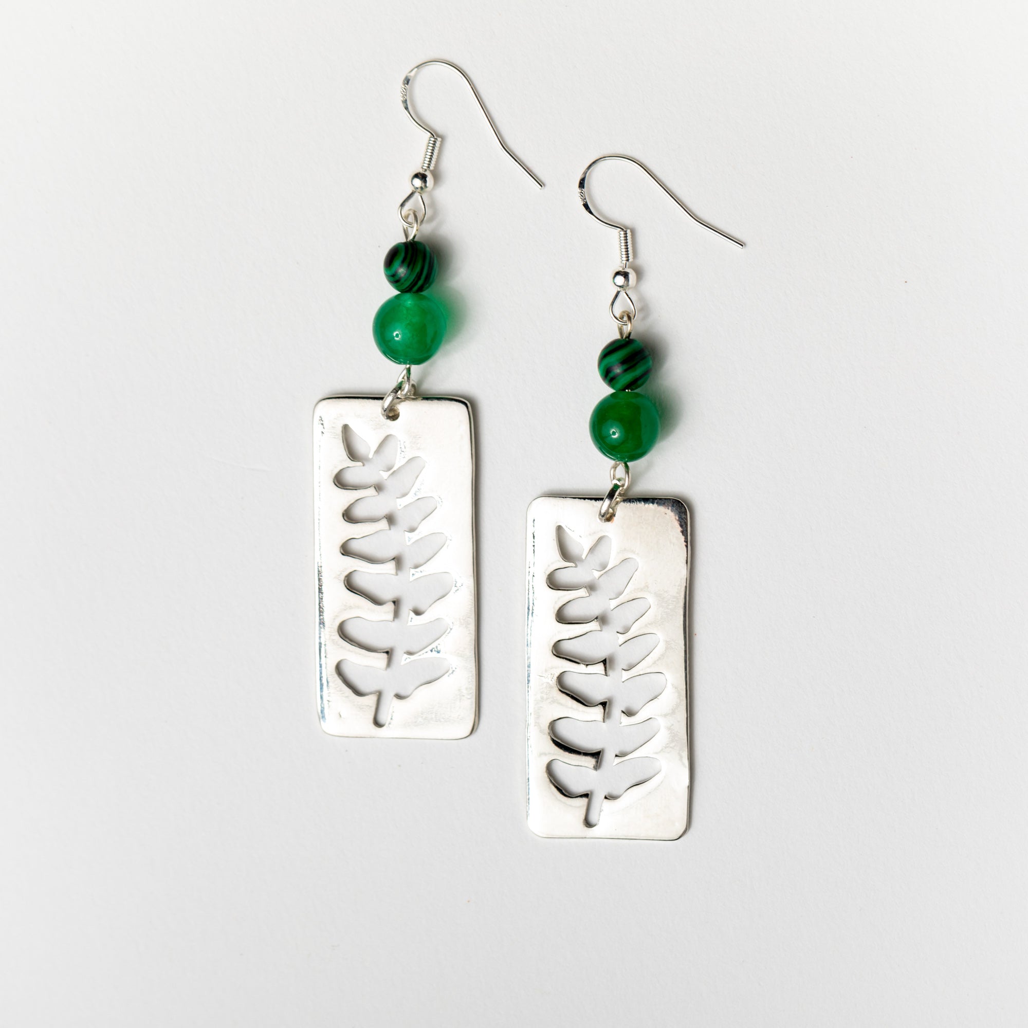 Silver Fern Window Earrings
