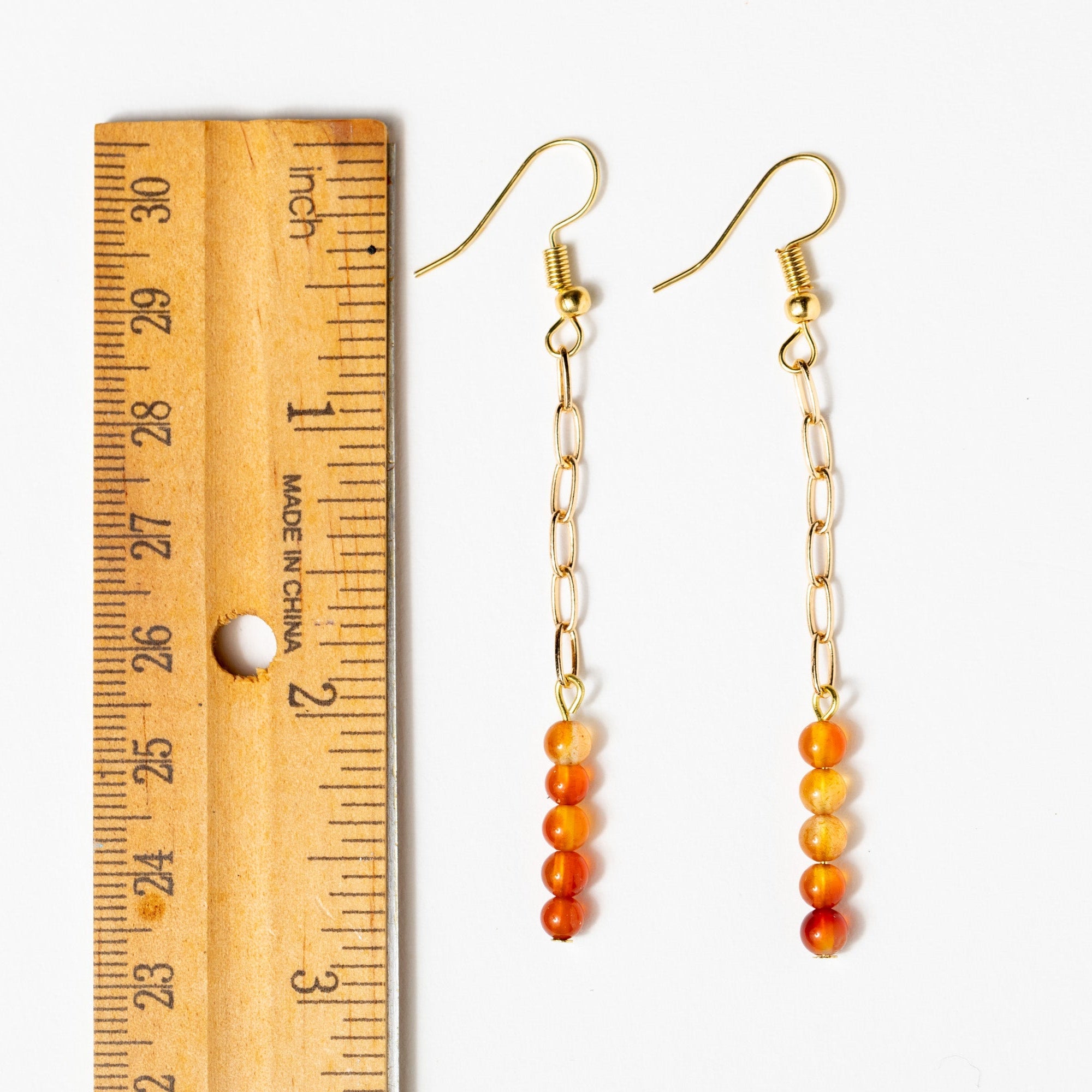 Fire Carnelian Bead Dangle Earrings