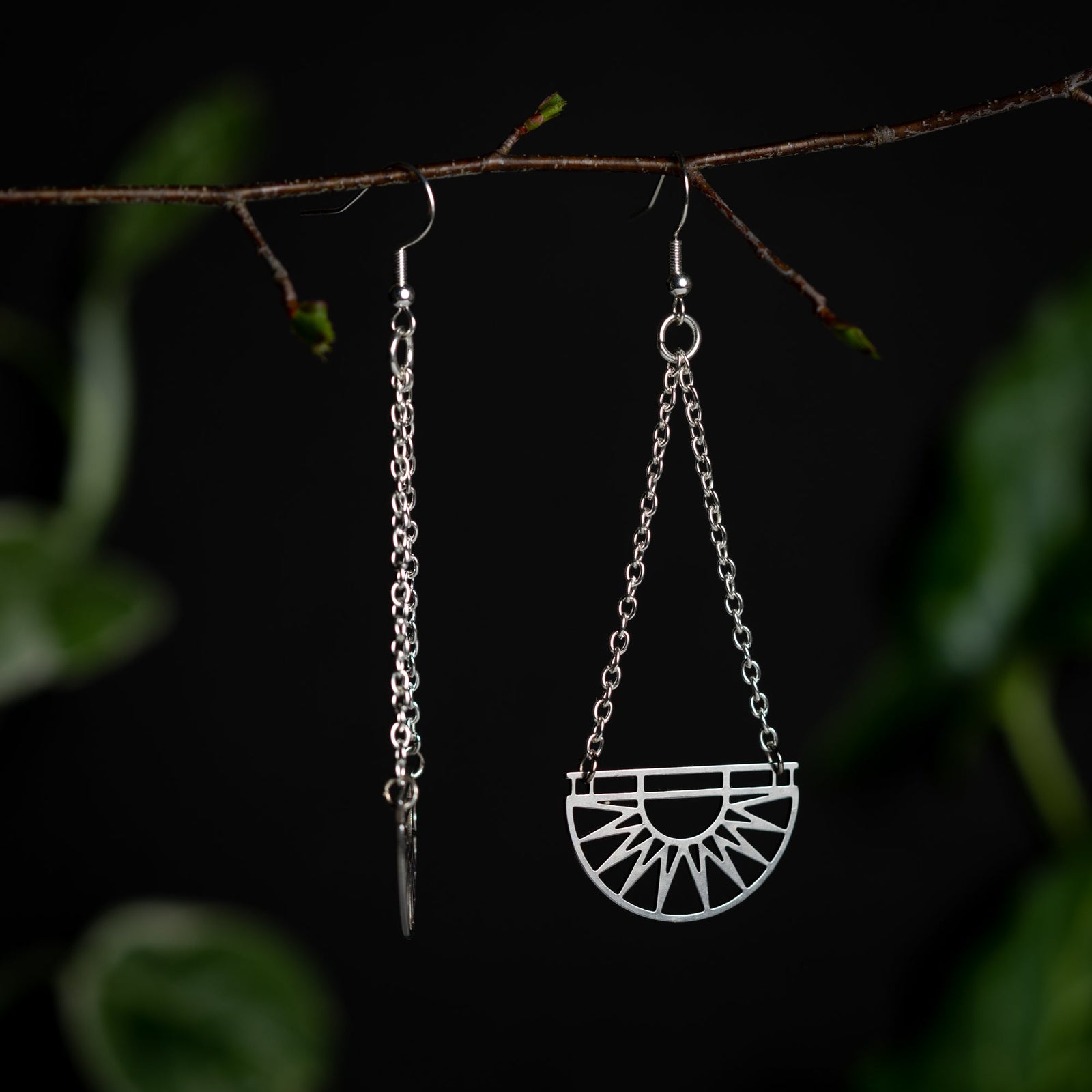 Silver Sun Drop Earrings