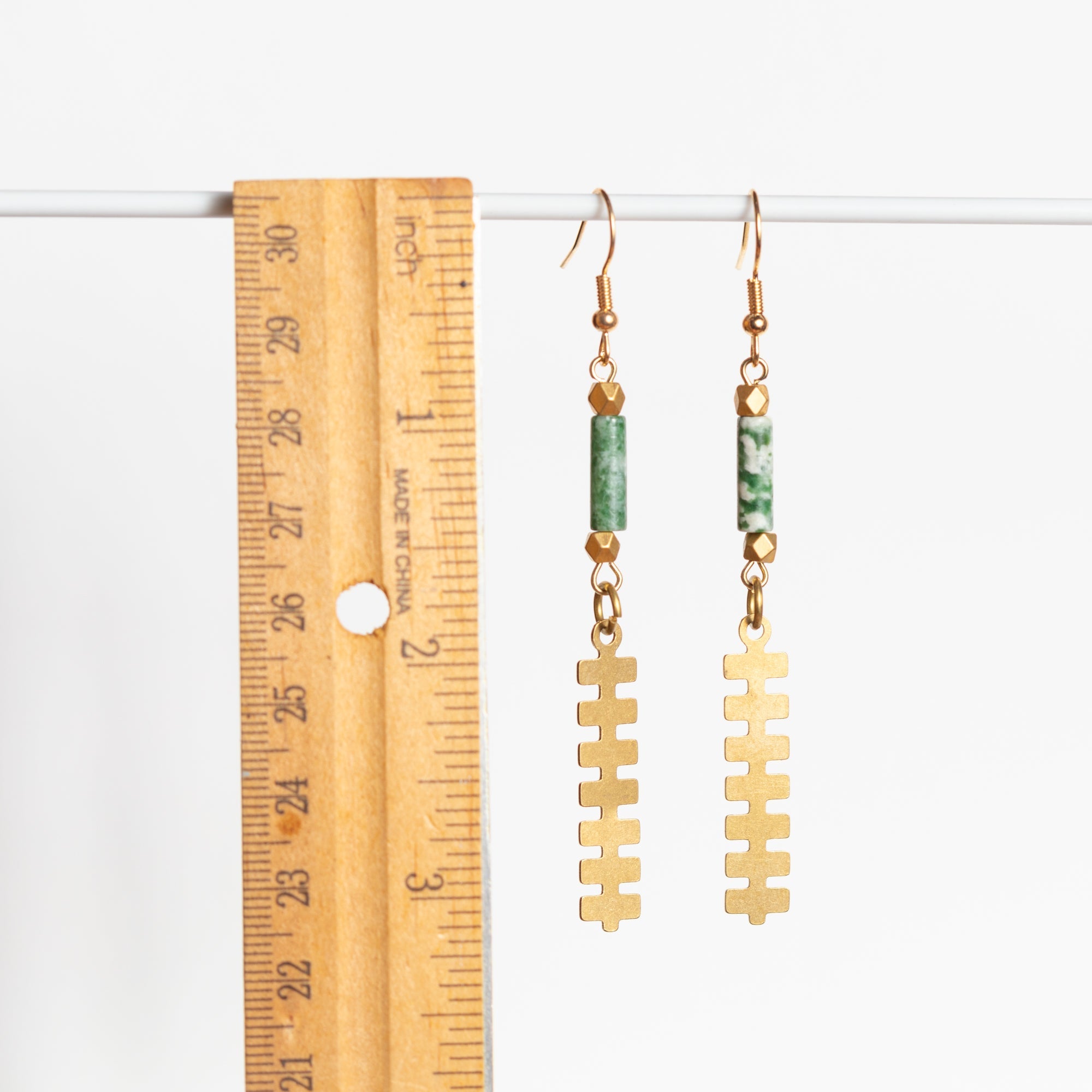Aztec Inspired Thin Brass Totem Earrings