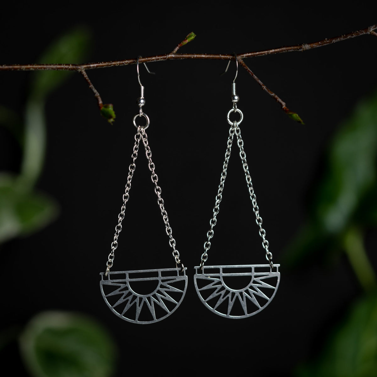 Silver Sun Drop Earrings