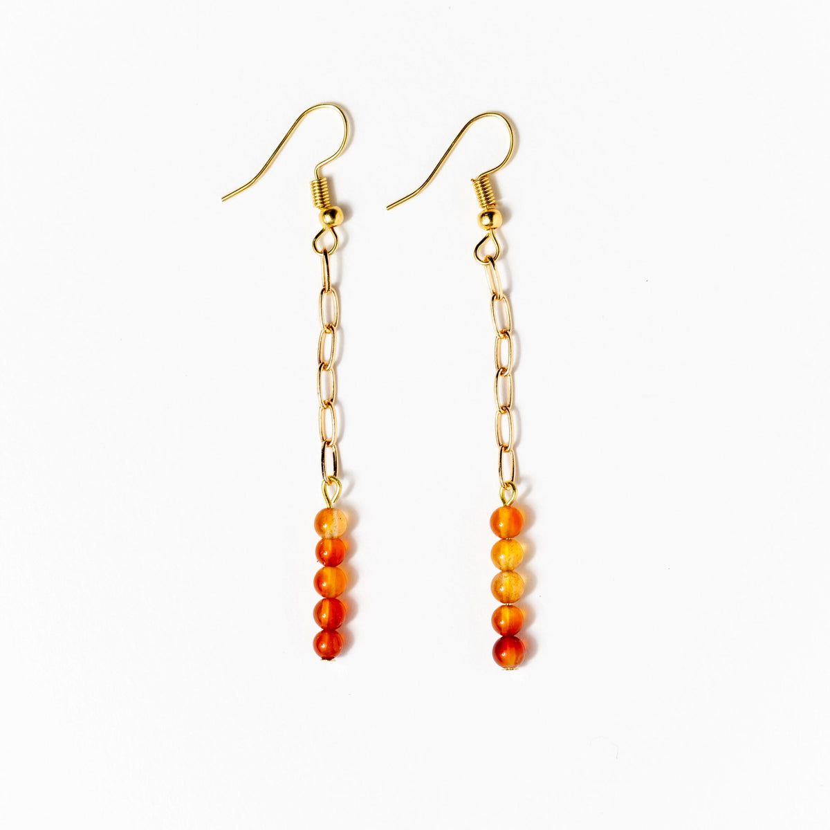 Fire Carnelian Bead Dangle Earrings