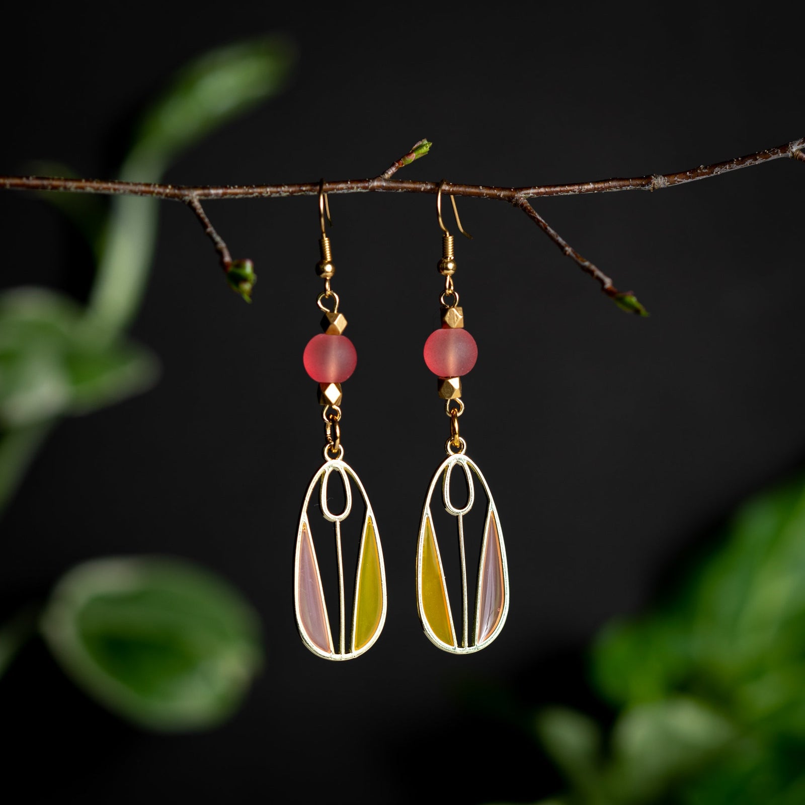 Pink Tulip Window Earrings