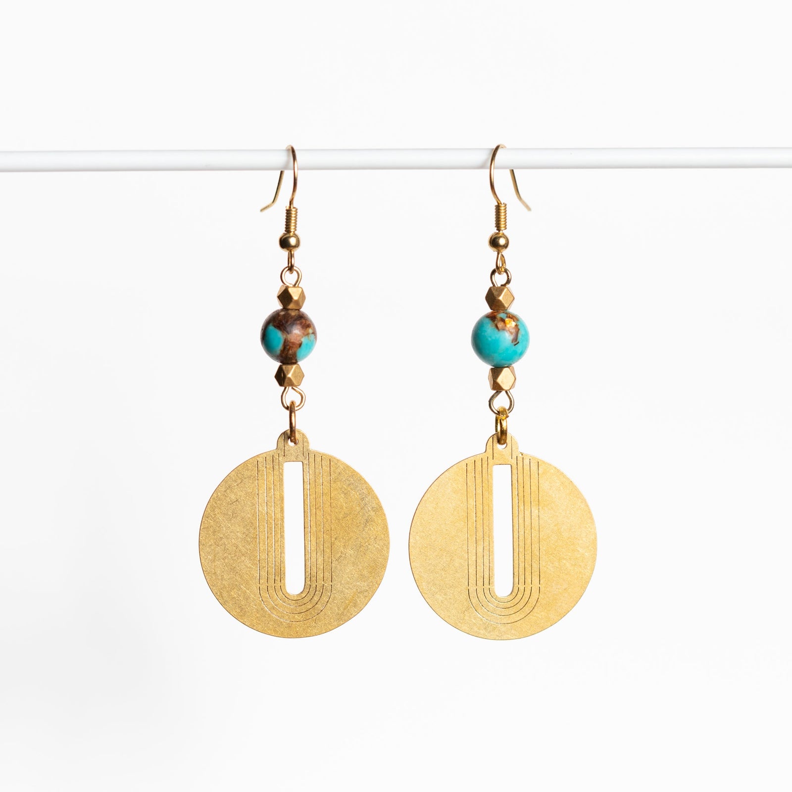 Brass Medallion Dangle Earrings