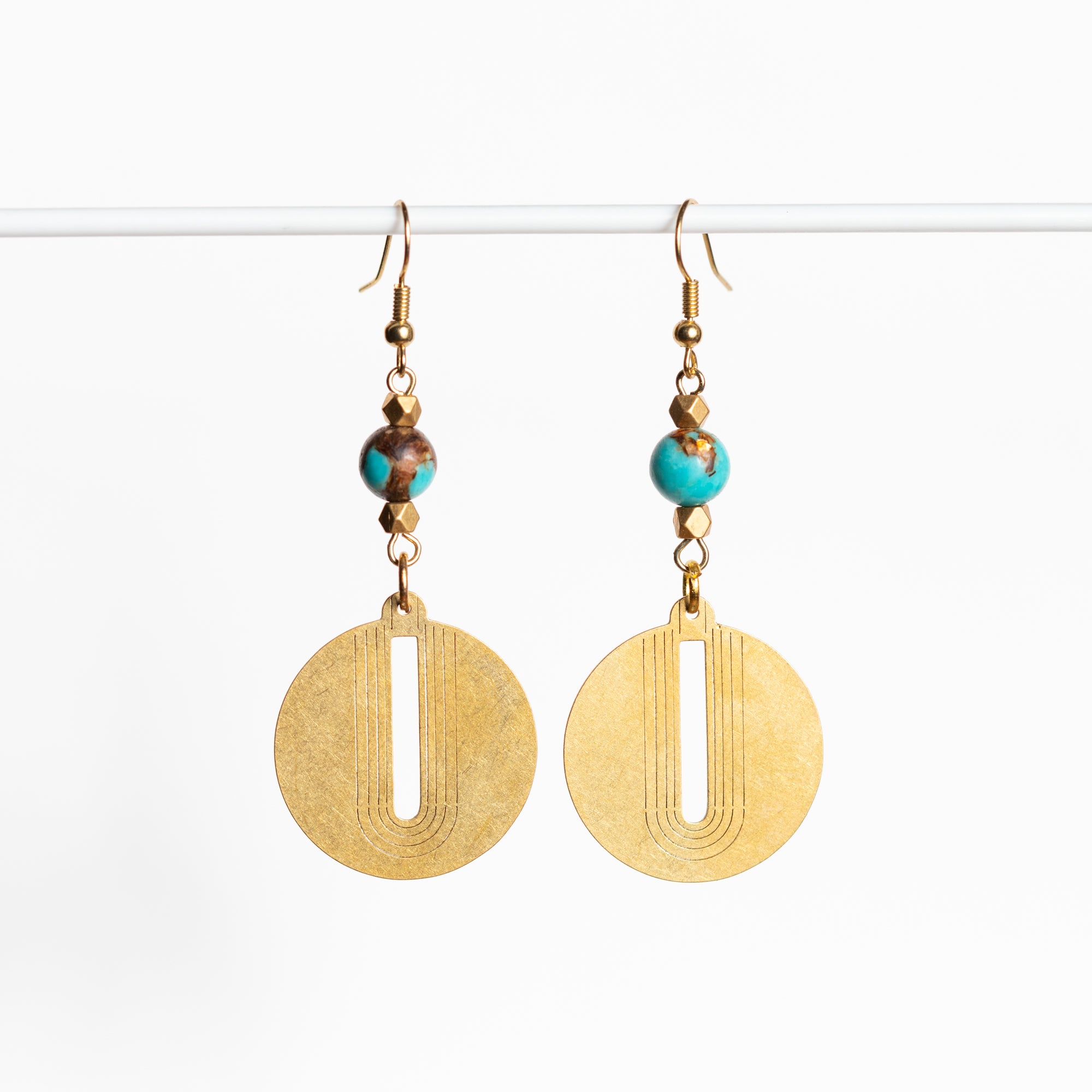 Brass Medallion Dangle Earrings