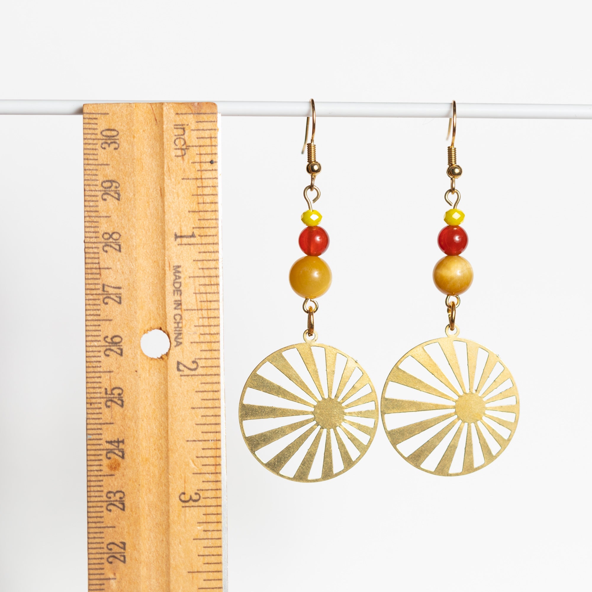 Gold Retro Sun Earrings