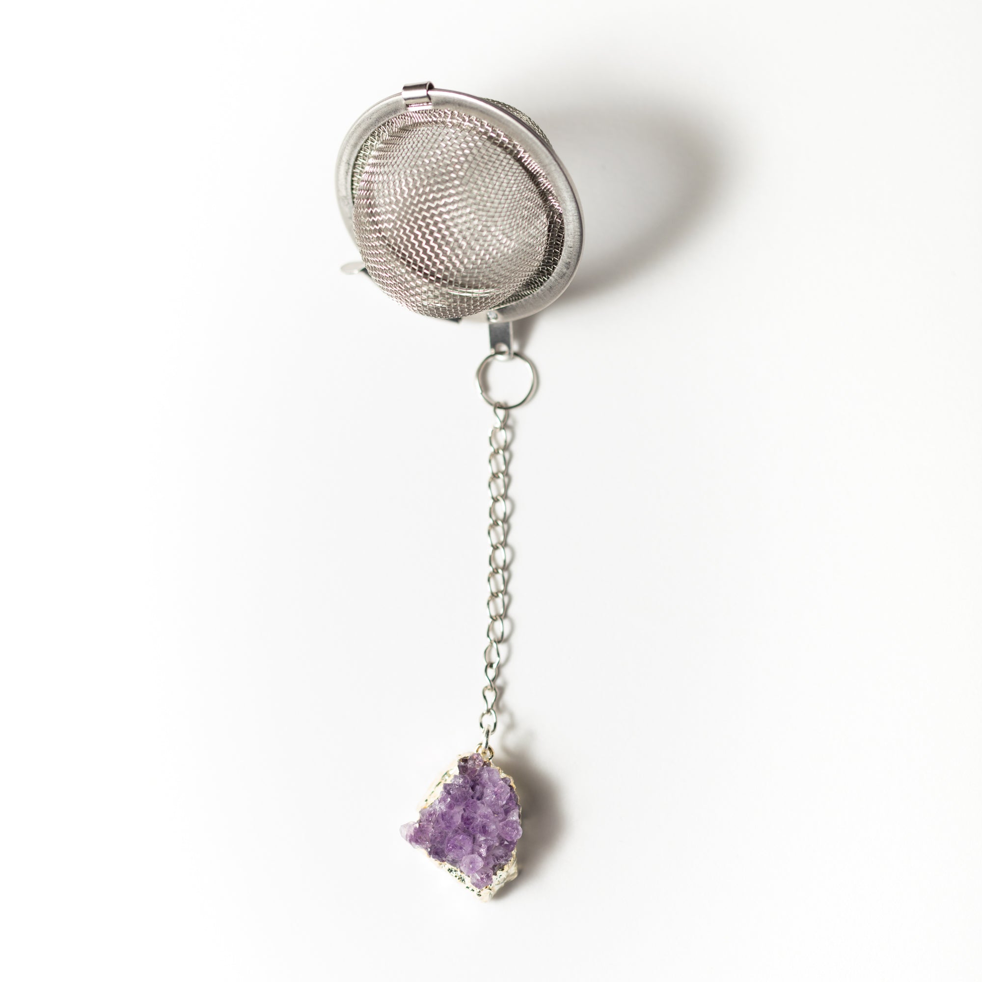 Handmade Amethyst Crystals Charmed Tea Infuser by Kinley Jewelry