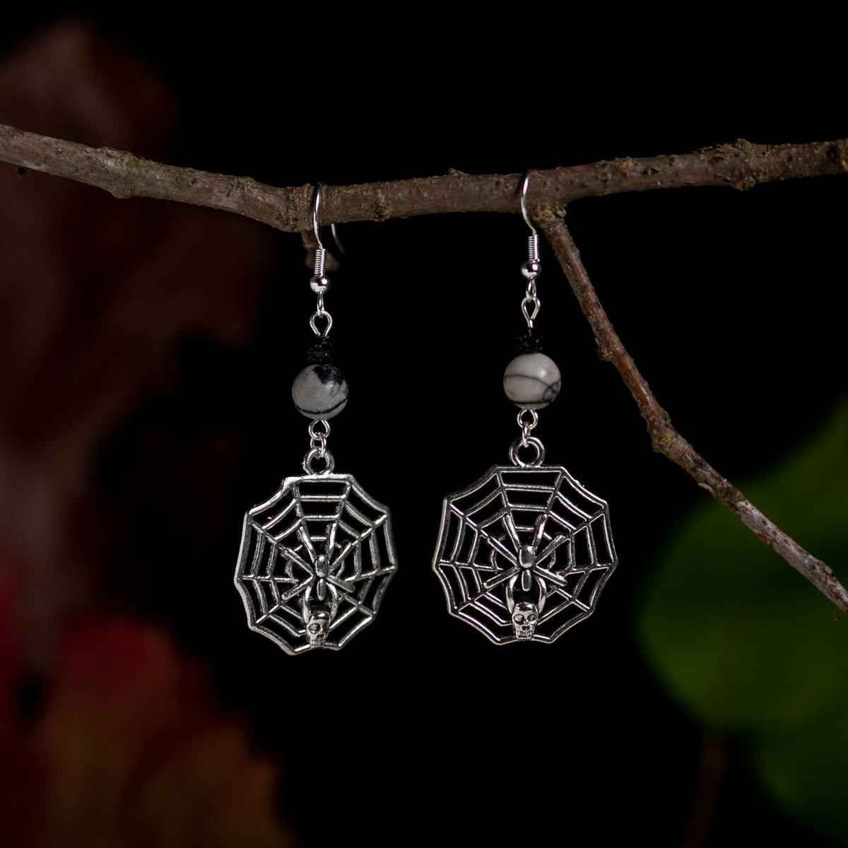 Spider Web with Jasper Earrings