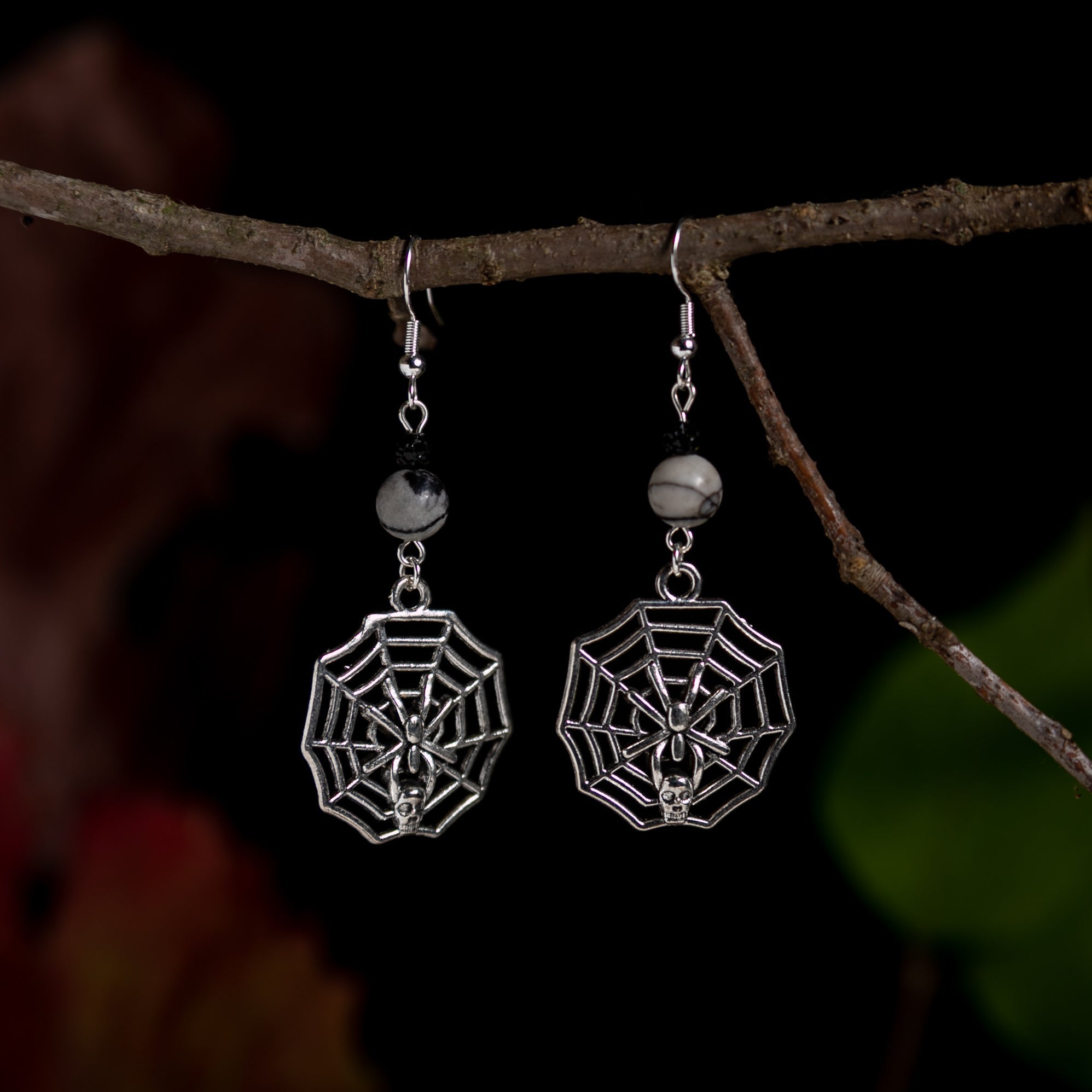 Spider Web with Jasper Earrings