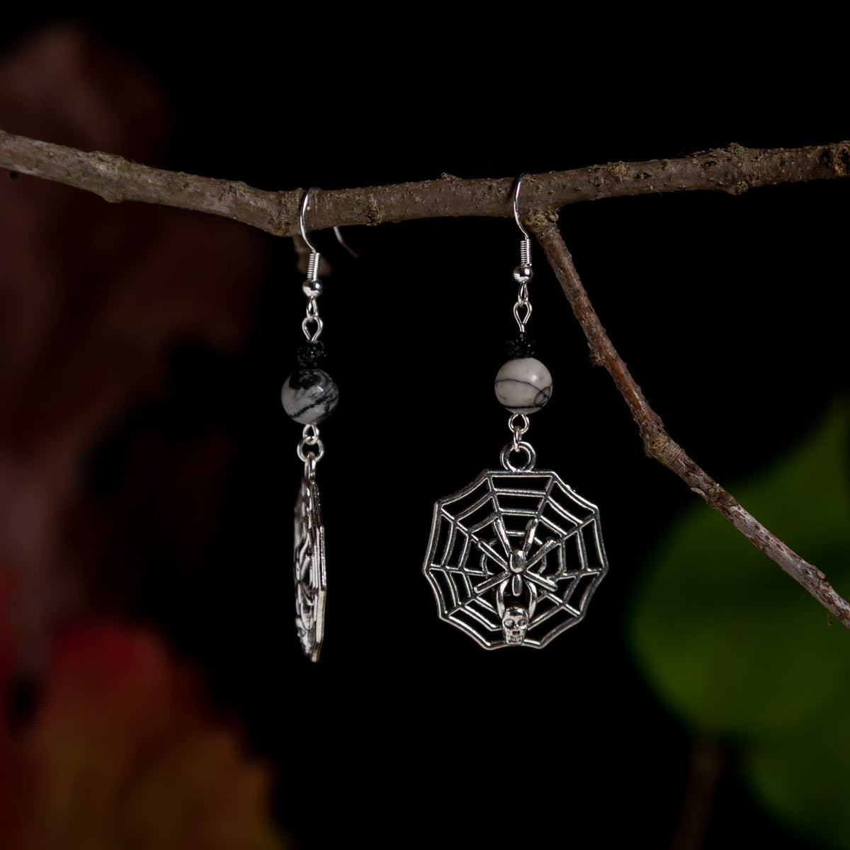Spider Web with Jasper Earrings