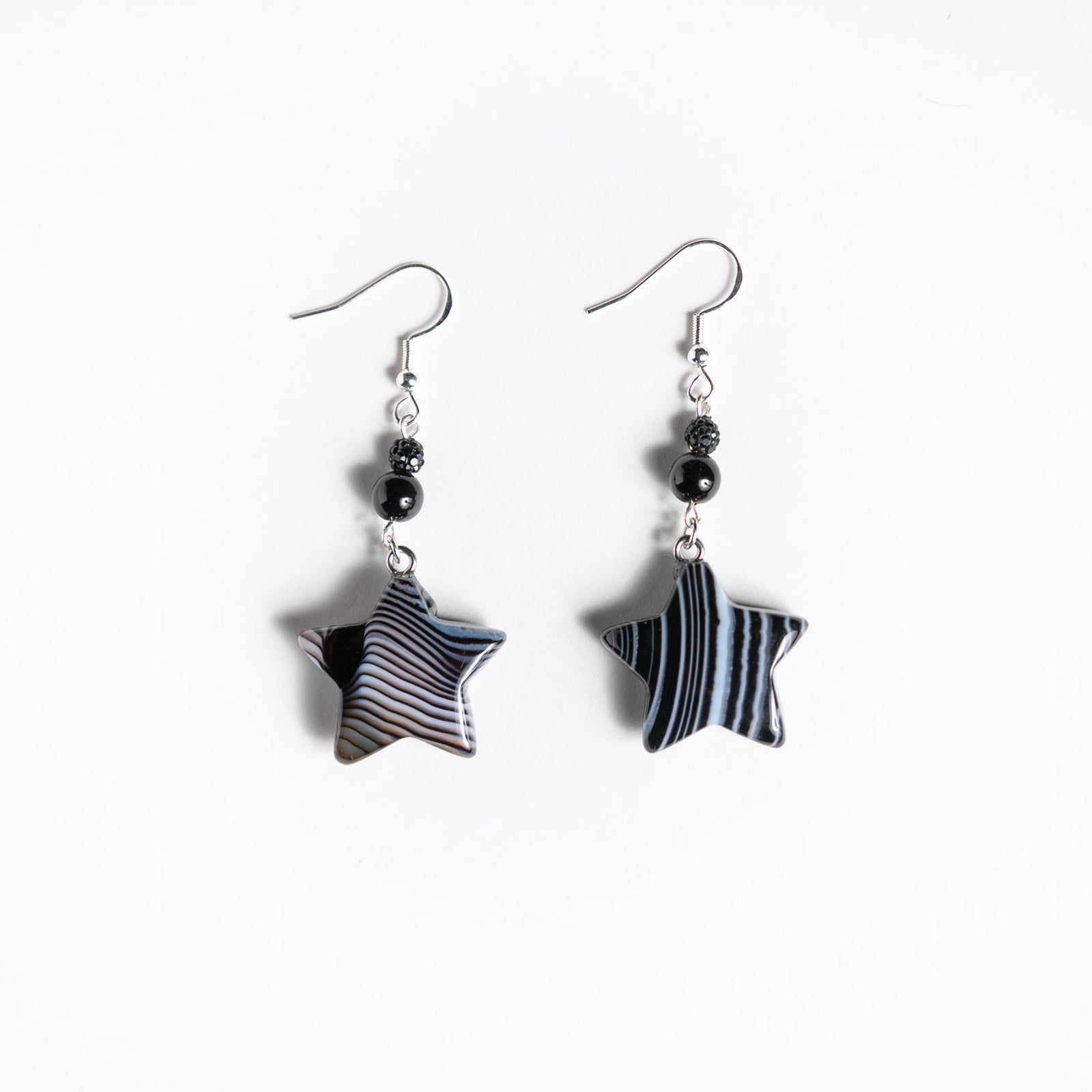 Night Sky Banded Agate Star Earrings