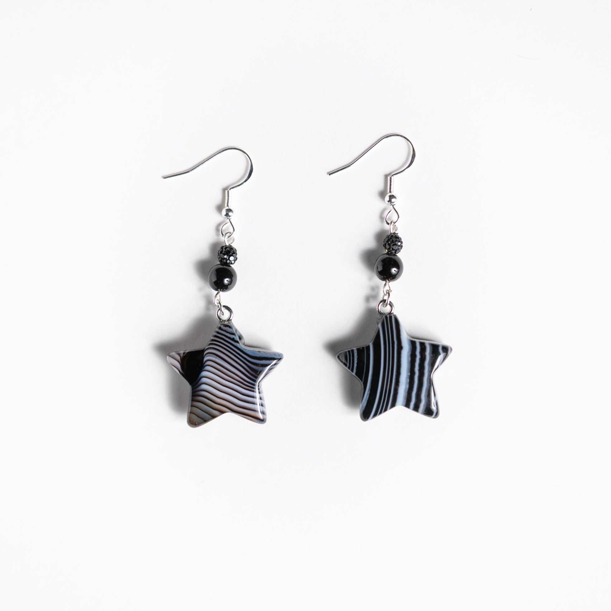 Night Sky Banded Agate Star Earrings