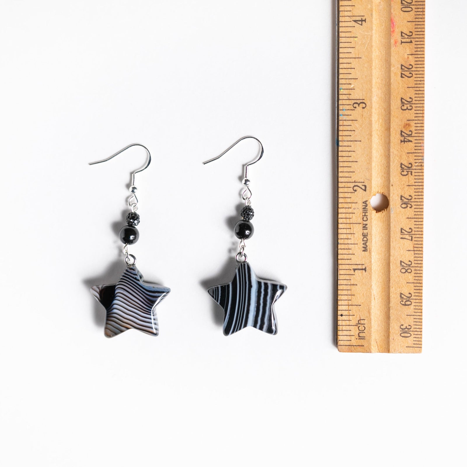 Night Sky Banded Agate Star Earrings