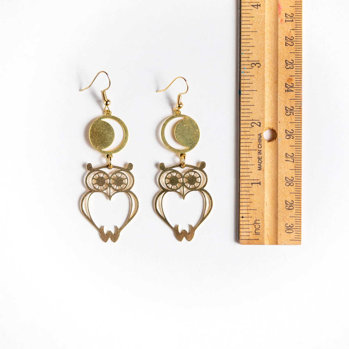 Owl and Moon Feminine Wisdom Earrings
