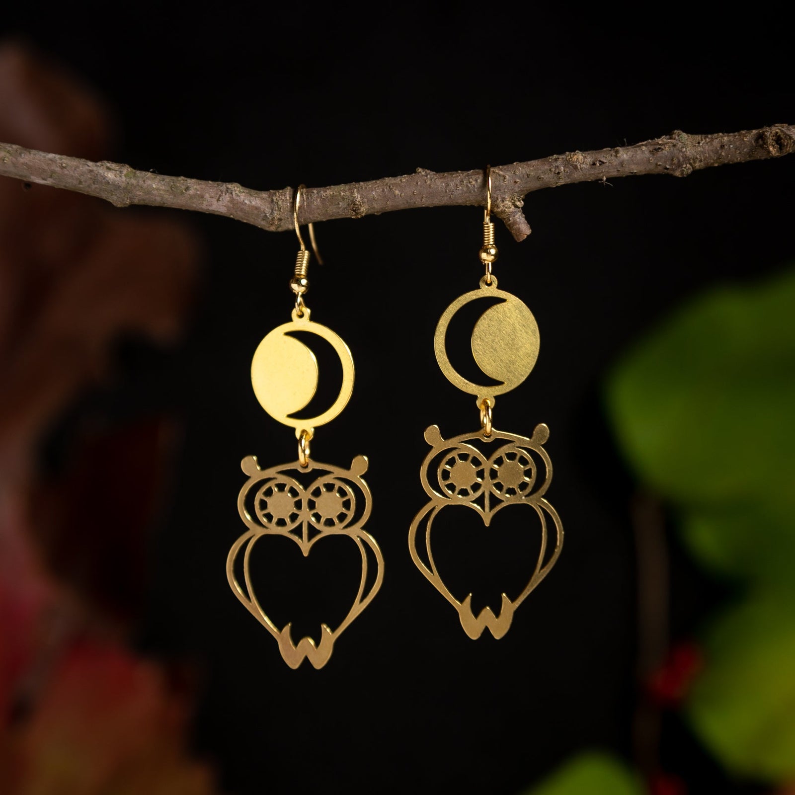 Owl and Moon Feminine Wisdom Earrings