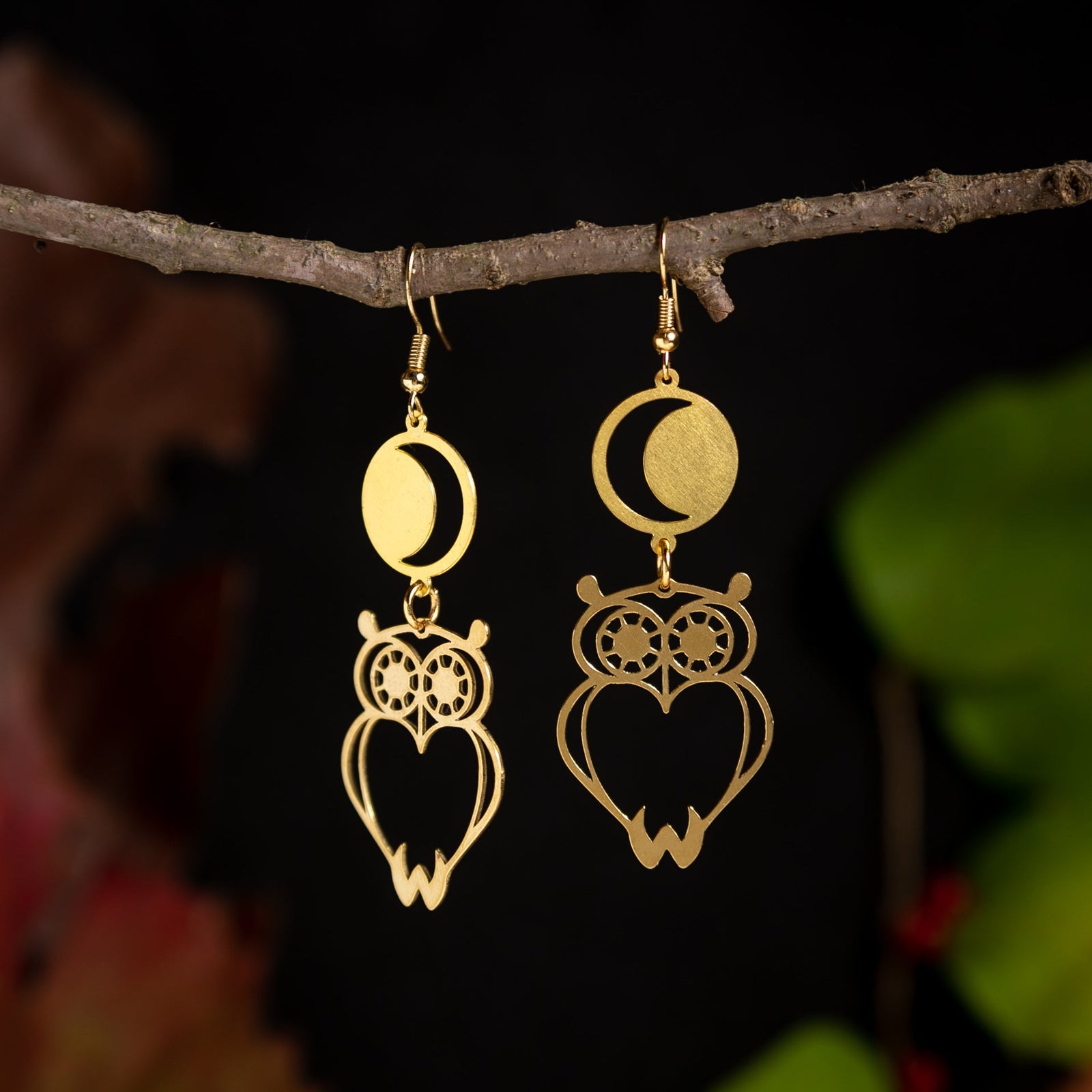 Owl and Moon Feminine Wisdom Earrings