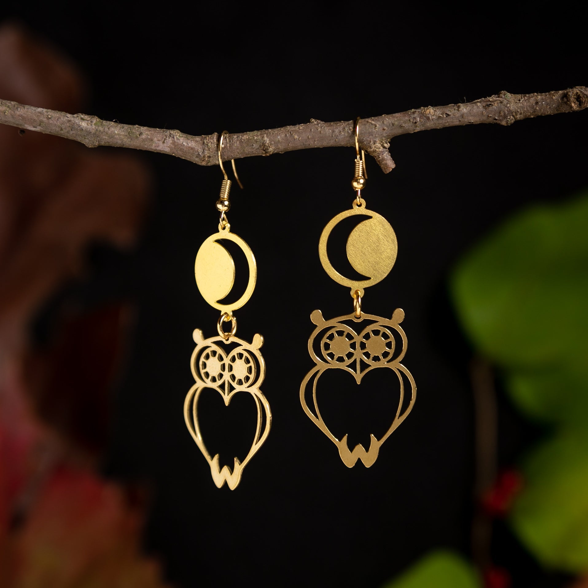 Owl and Moon Feminine Wisdom Earrings