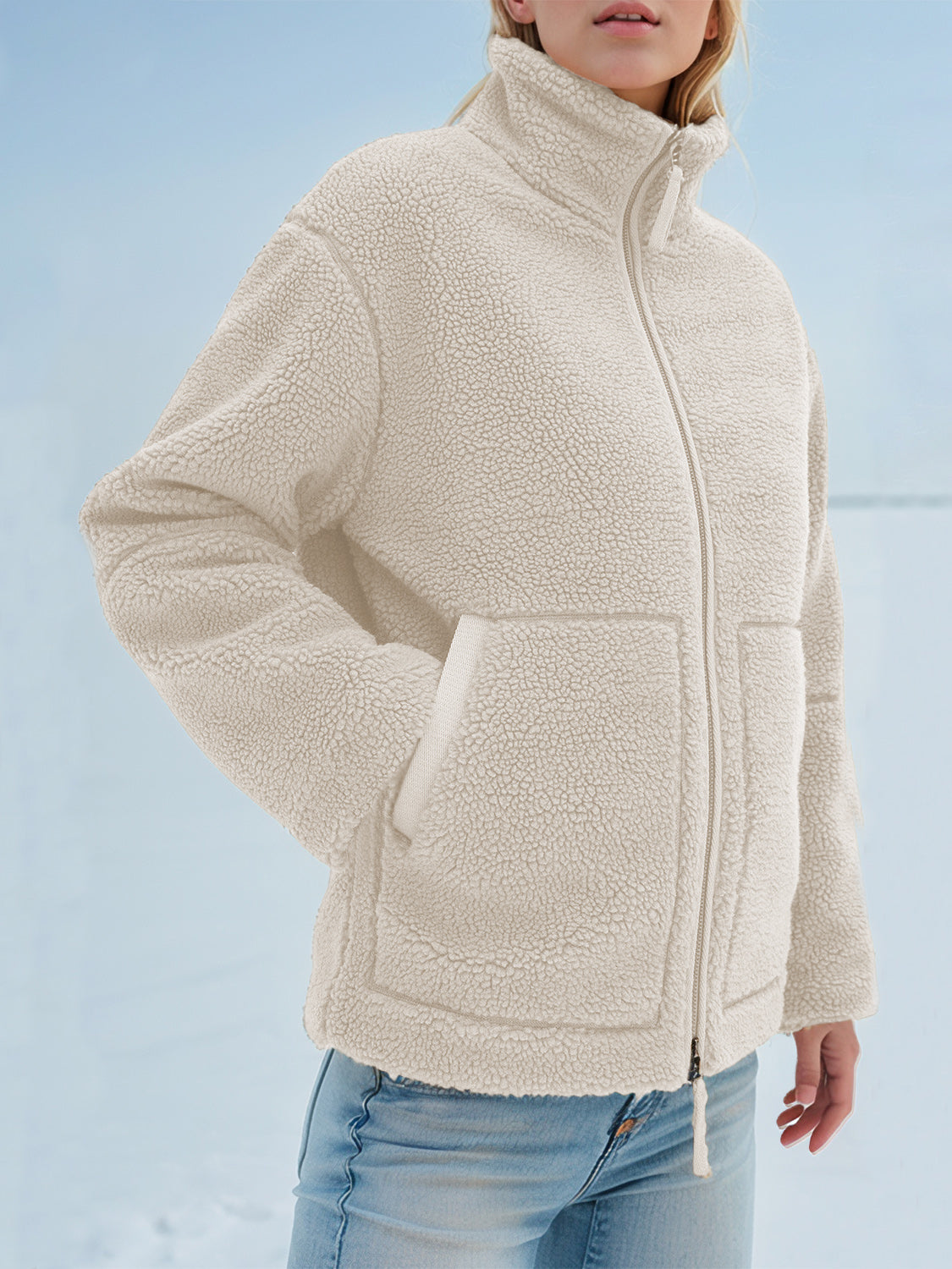 Zip-Up Long Sleeve Plush Jacket