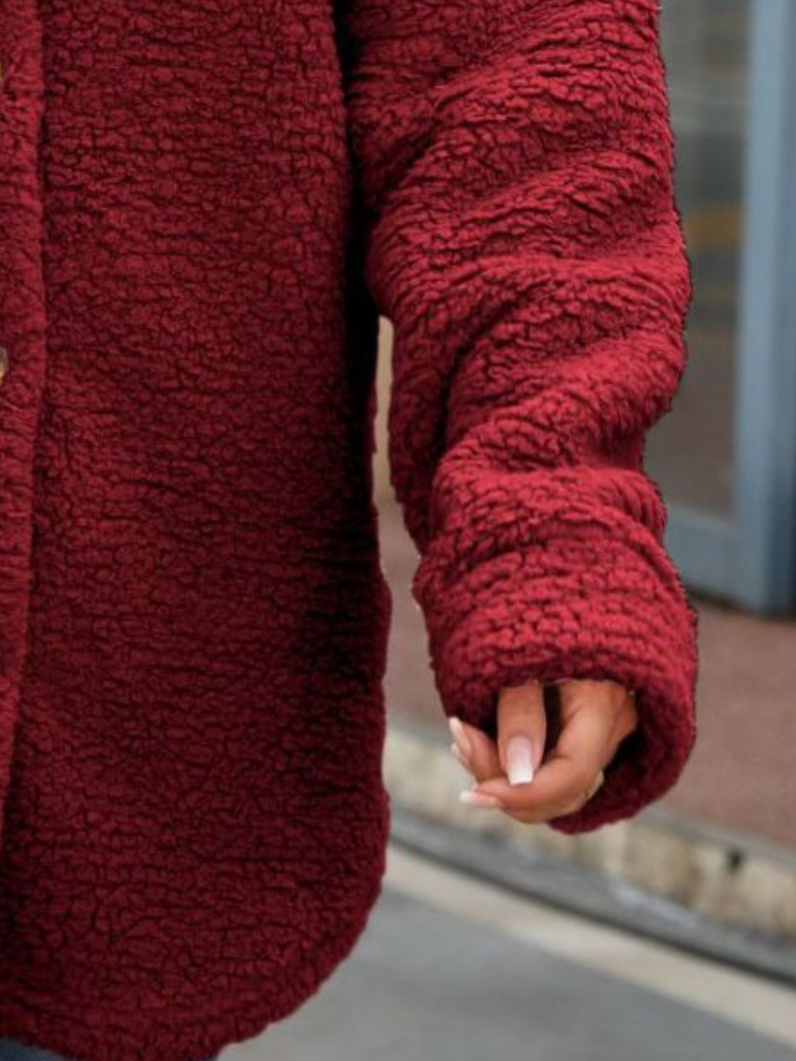 Button-Down Collared Coat (Maroon/White)