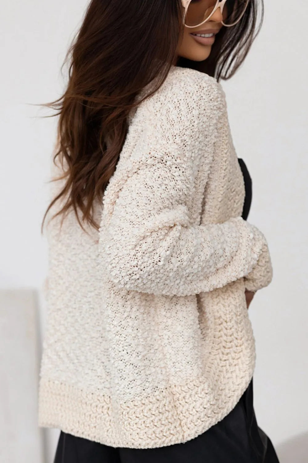 Solid Color Open Front Cardigan - Maroon or Cream