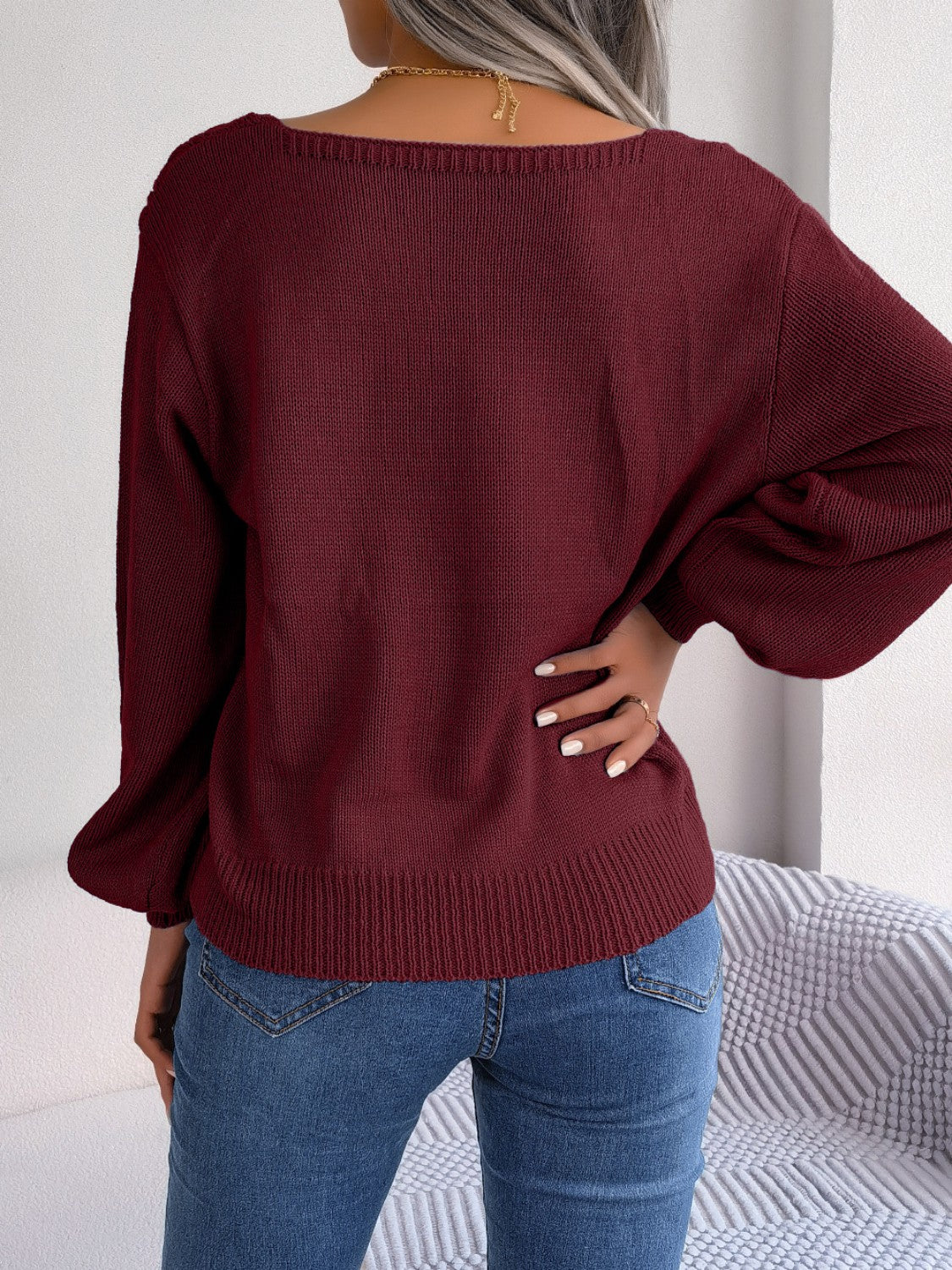 Cozy Cable-Knit Sweater – Guess What Colors?! MAROON + WHITE
