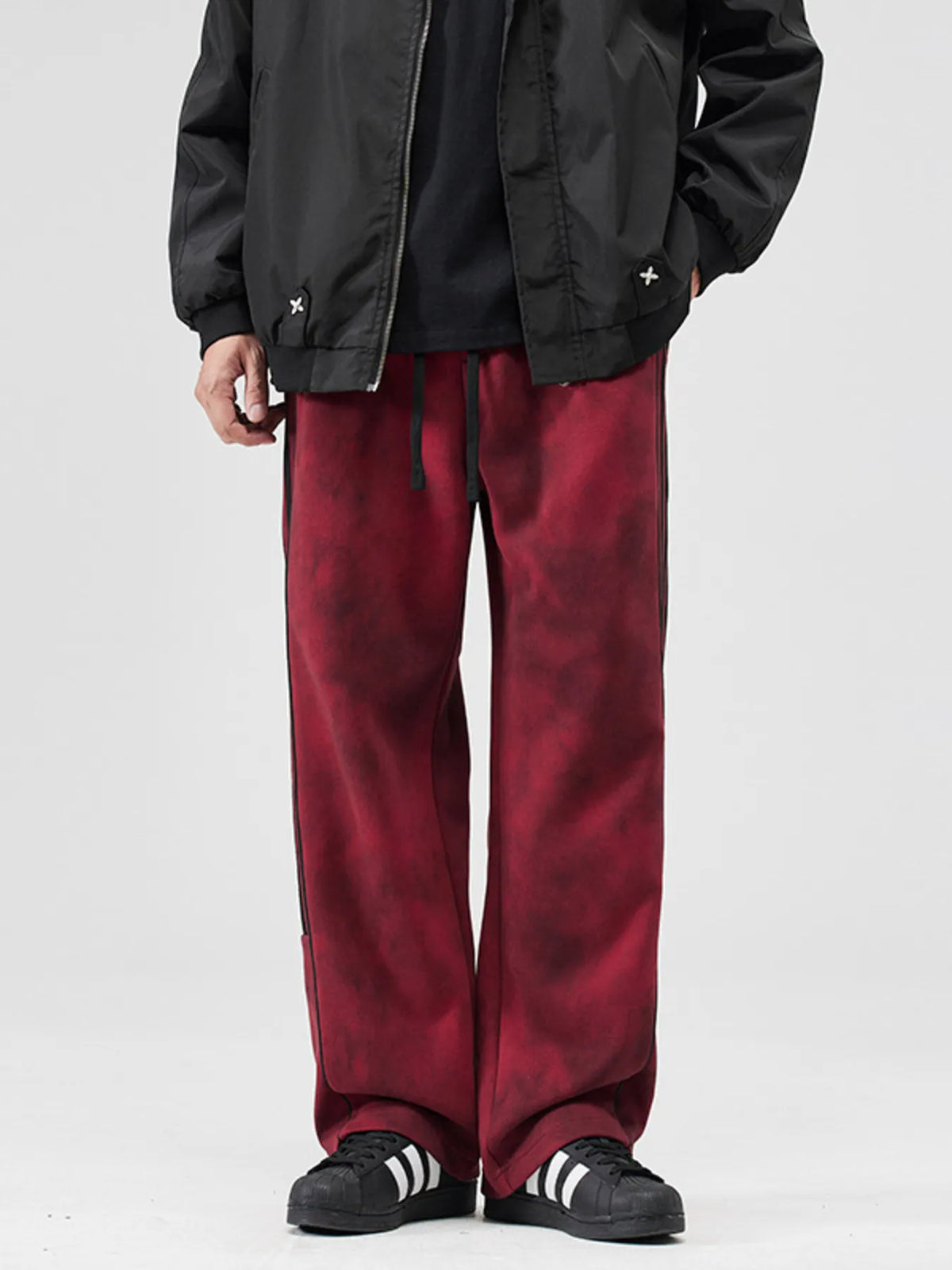 Men's Plus Size Drawstring Striped Loose Fit Pants