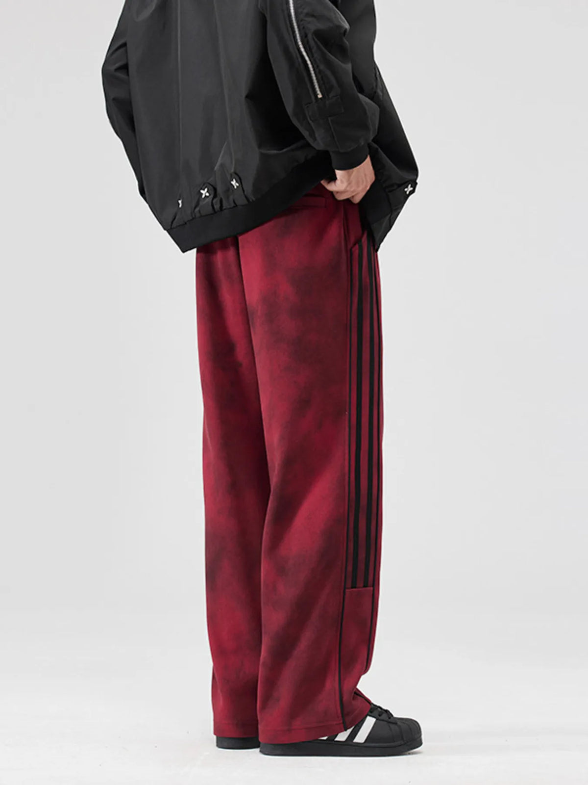 Men's Plus Size Drawstring Striped Loose Fit Pants