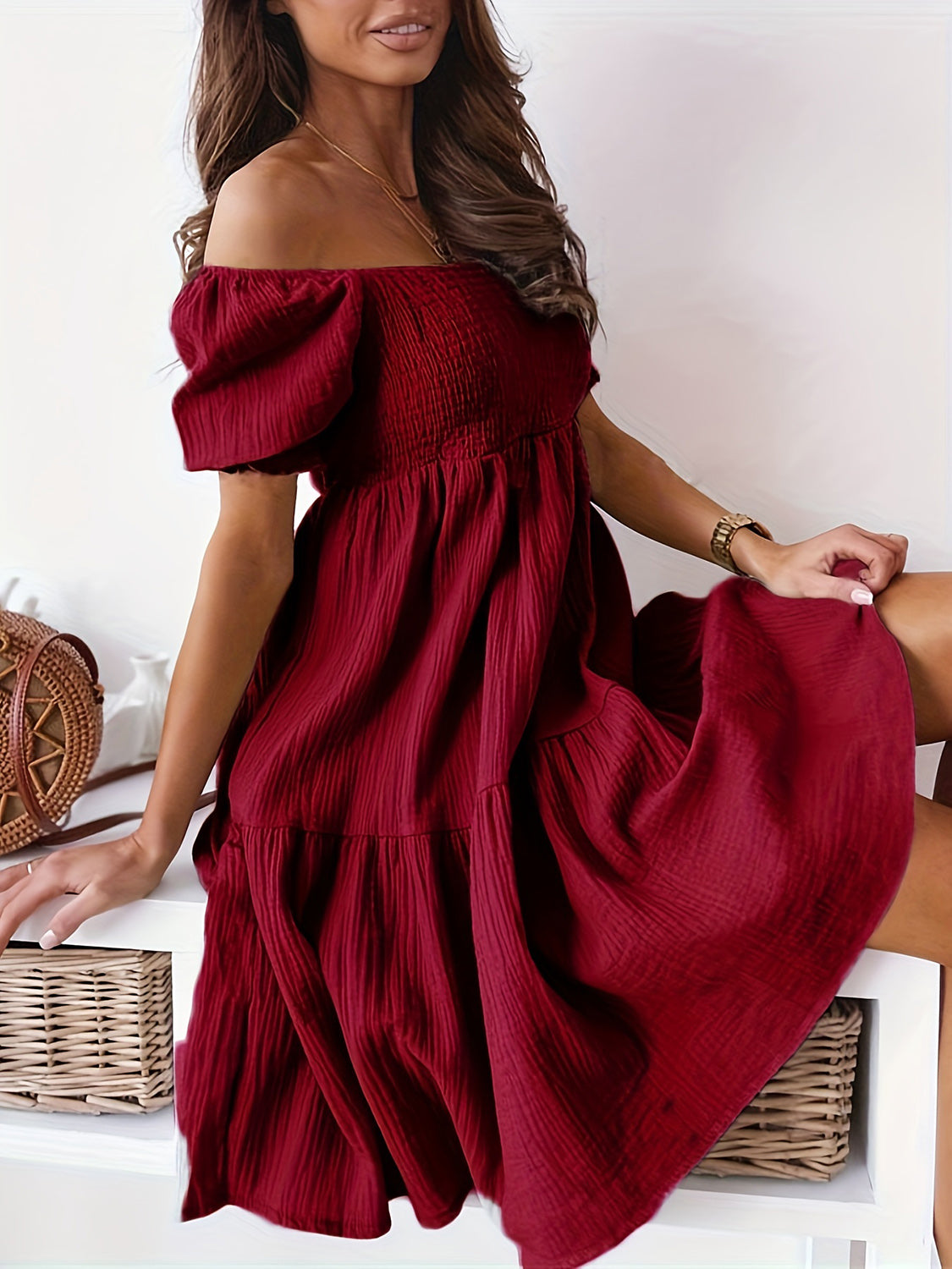 Ruched and Ruffled Dress in Maroon – Your New Favorite Showstopper