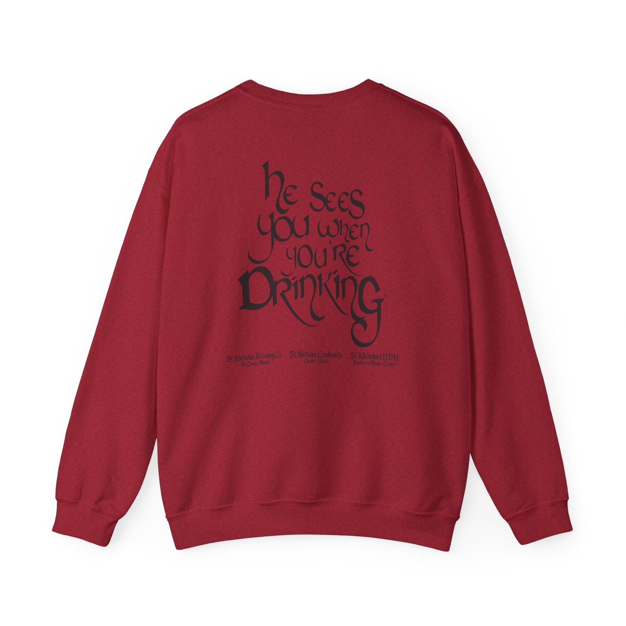 St. Nicholas Brewing Co. Unisex Crewneck Sweatshirt - 'He Sees You When You're Drinking'