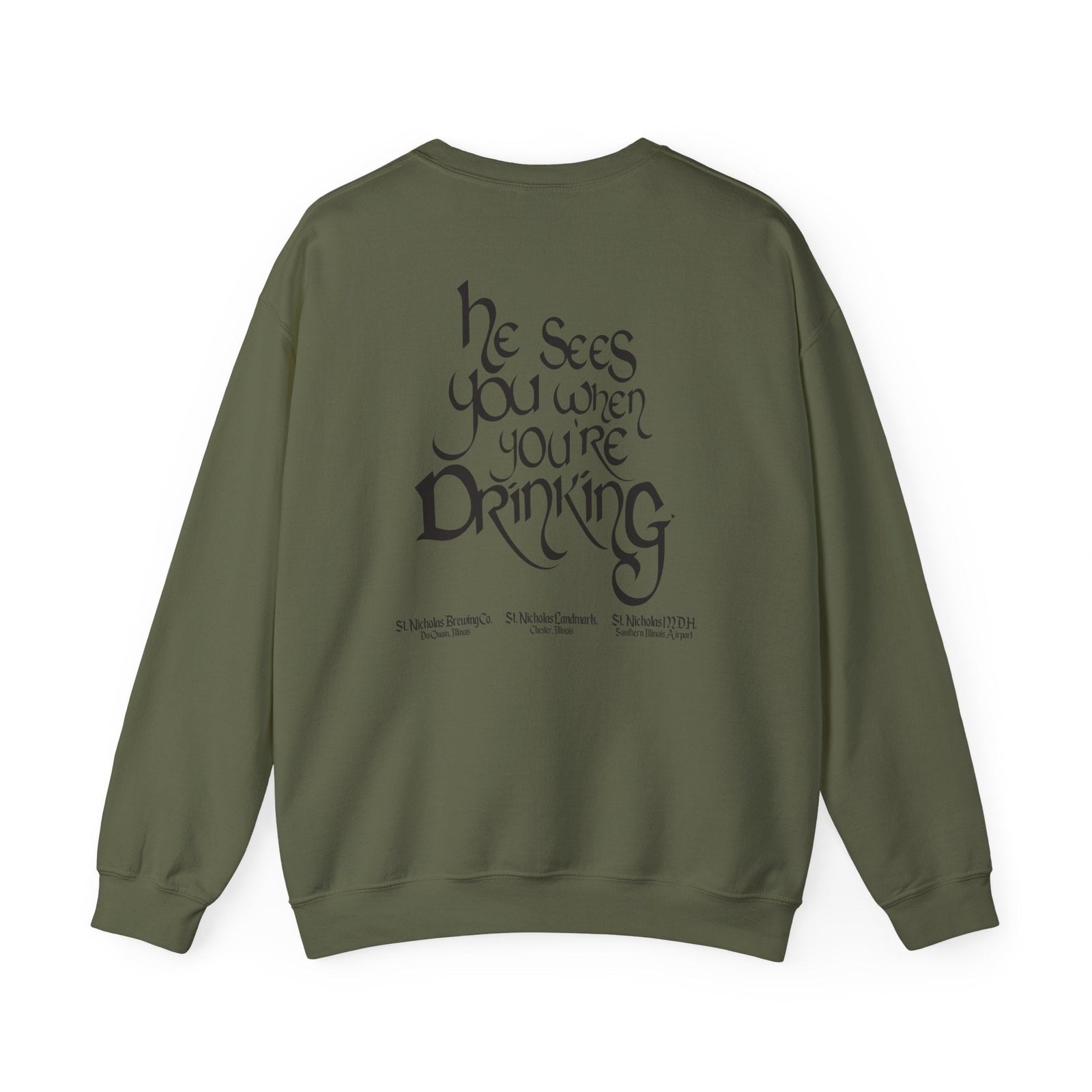 St. Nicholas Brewing Co. Unisex Crewneck Sweatshirt - 'He Sees You When You're Drinking'