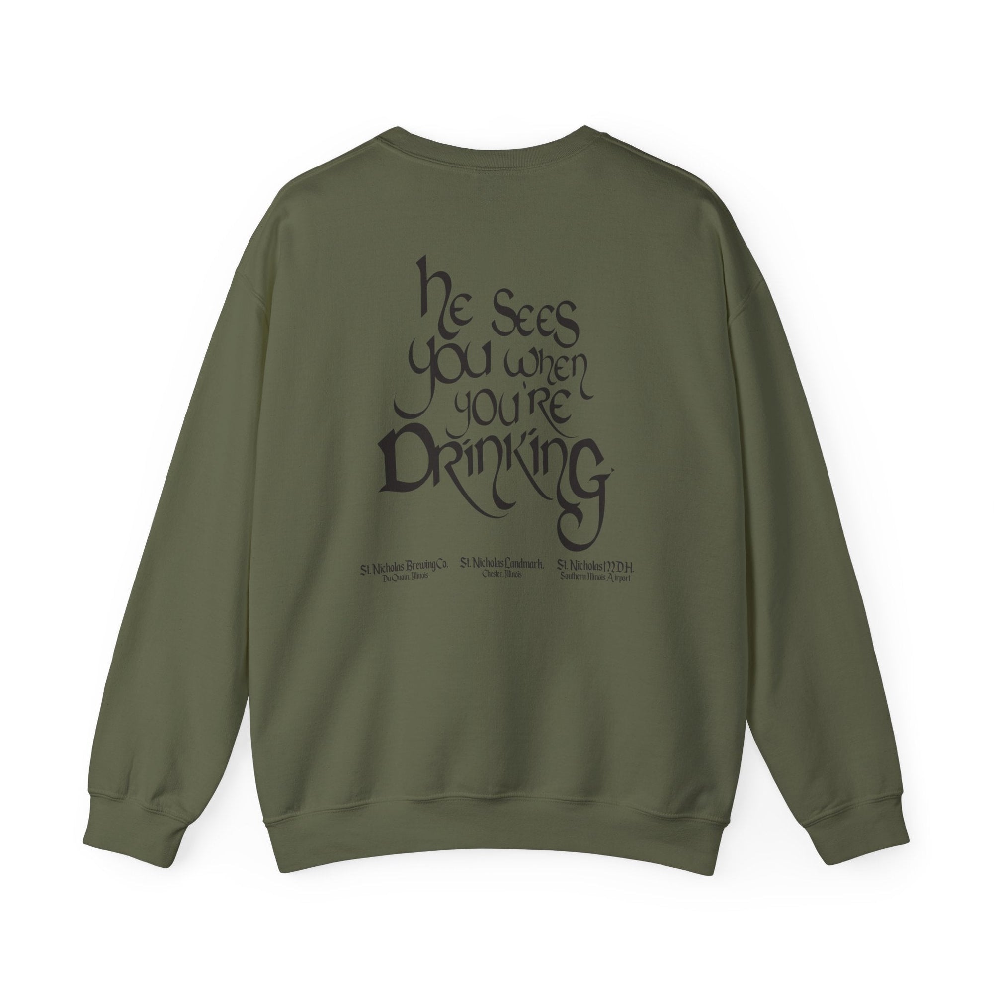St. Nicholas Brewing Co. Unisex Crewneck Sweatshirt - 'He Sees You When You're Drinking'
