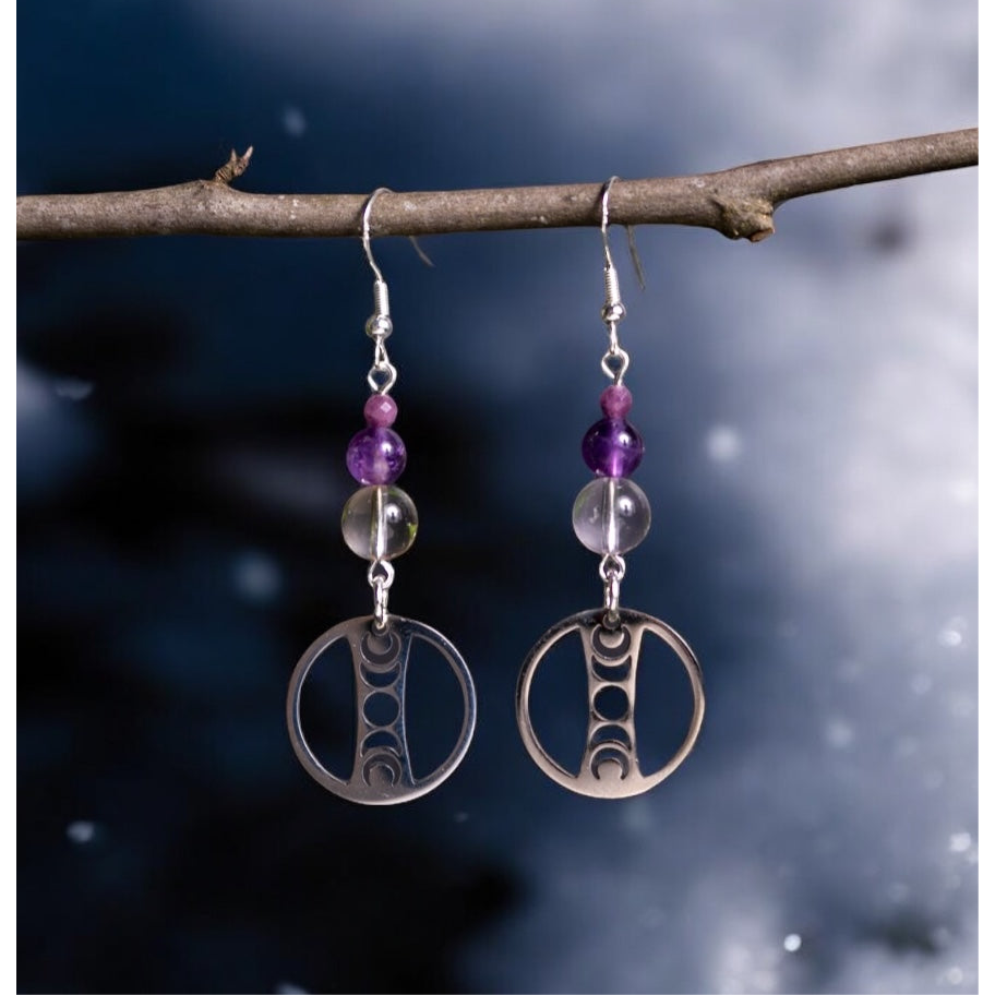 Amethyst Crystal Eclipse Earrings