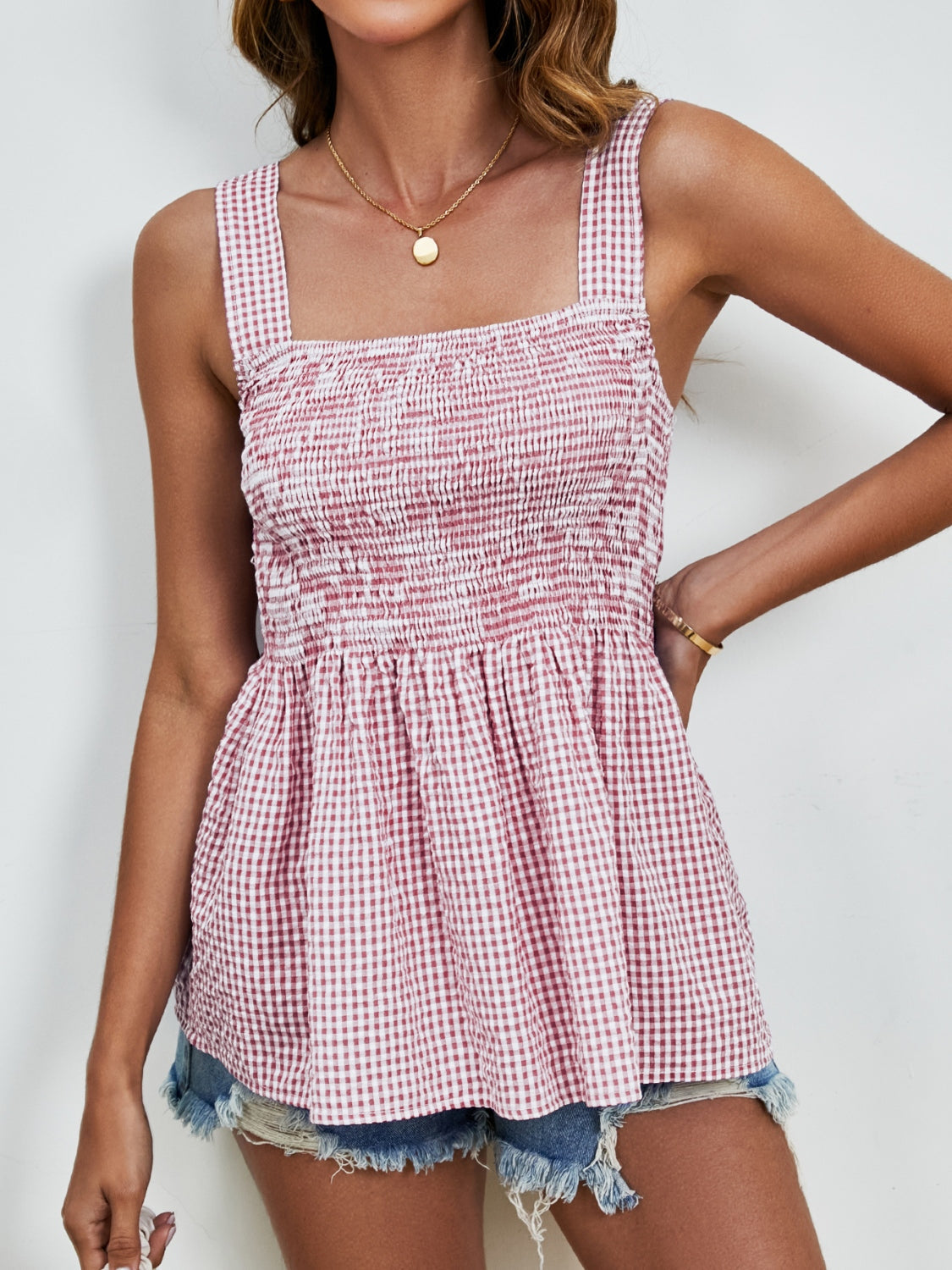 Smocked Plaid Square Neck Tank – Southern Charm, All Day Long