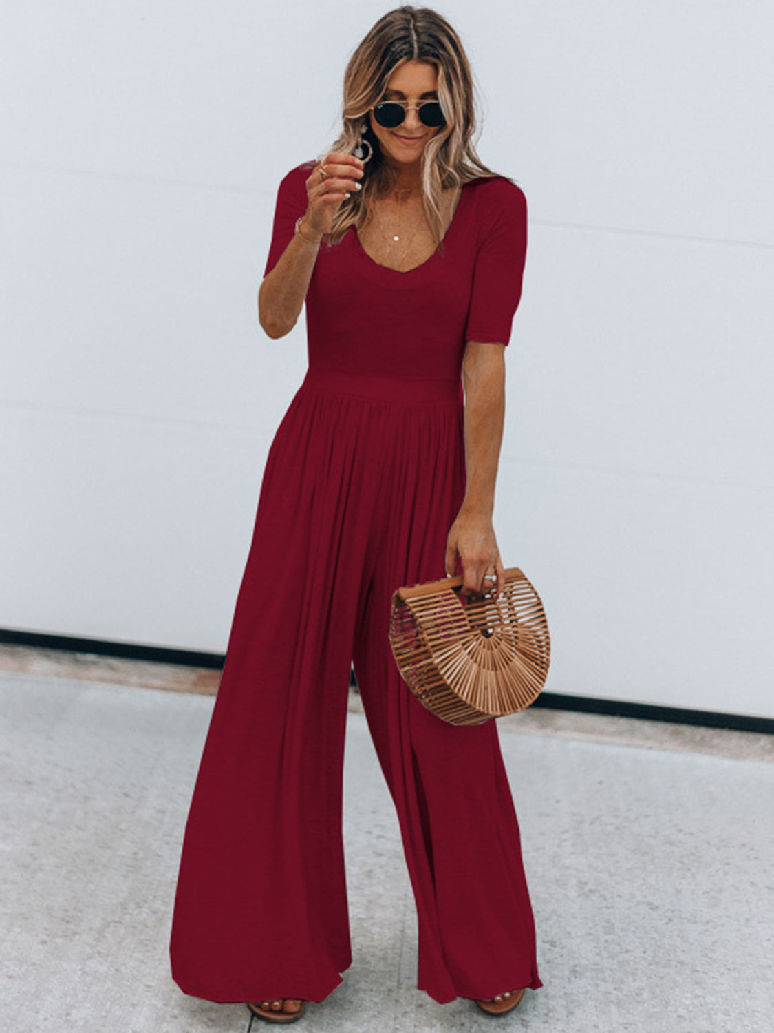 Scoop Neck Short Sleeve Jumpsuit – Stylish, Comfy, and (Almost) Perfect