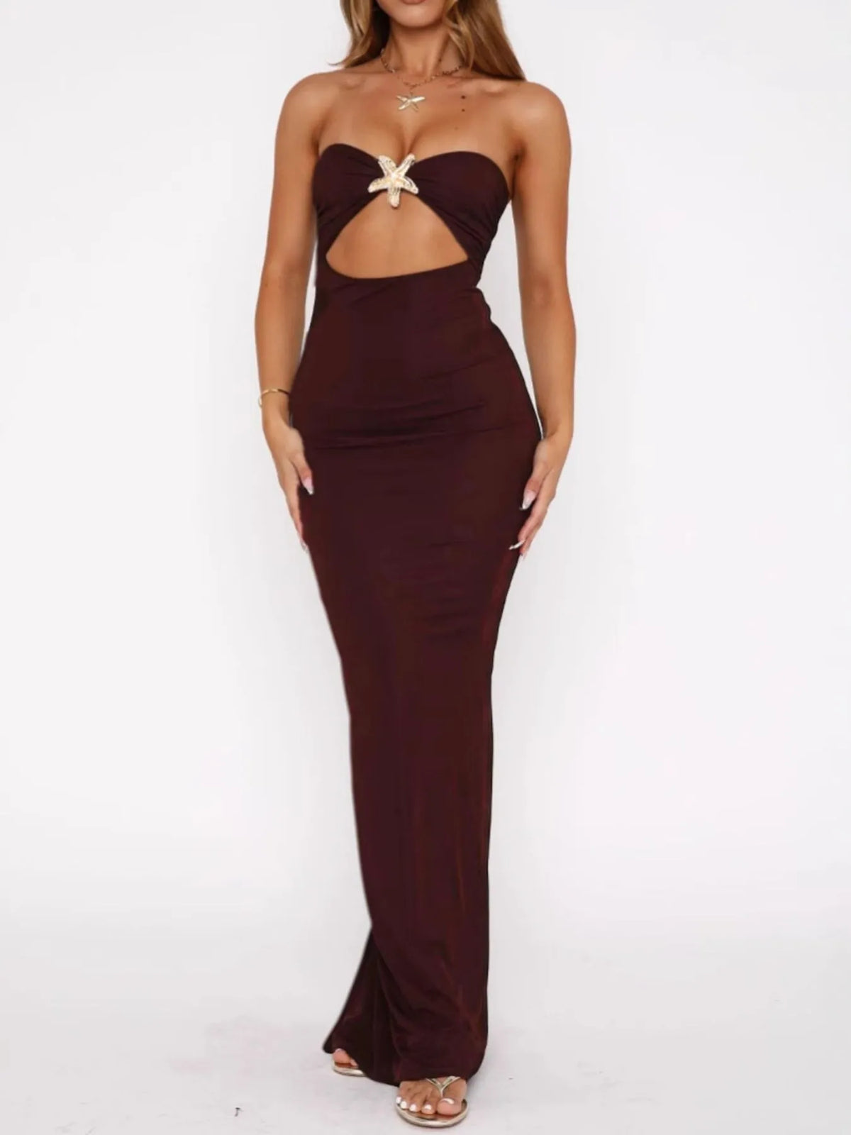 Cutout Sweetheart Neck Tube Maxi Dress