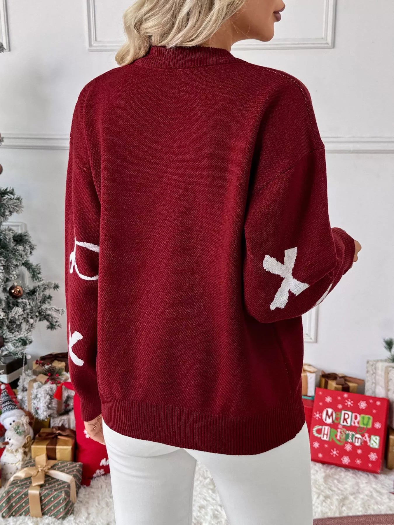 Bow Round Neck Long Sleeve Sweater