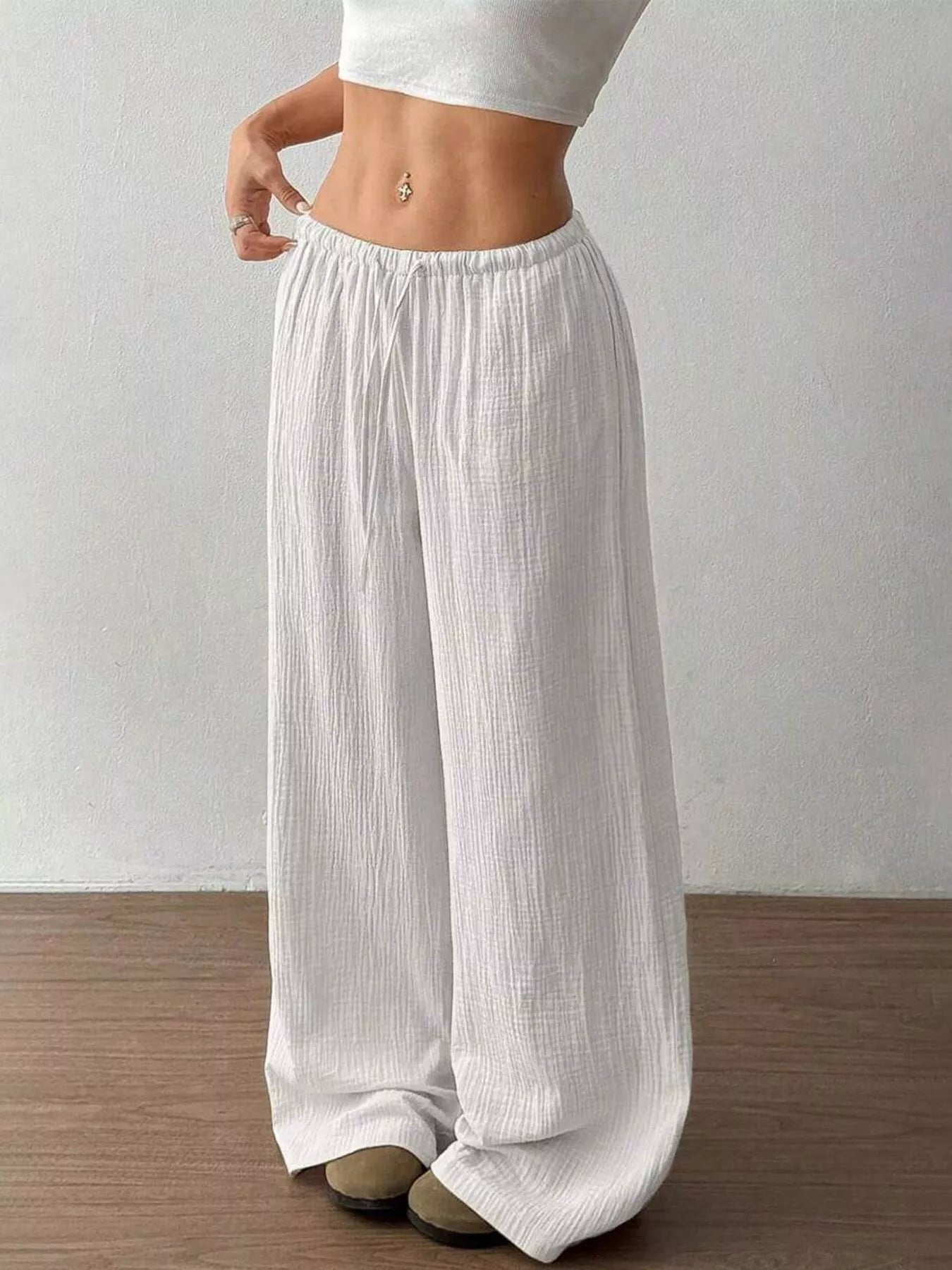 Drawstring Wide Leg Pants