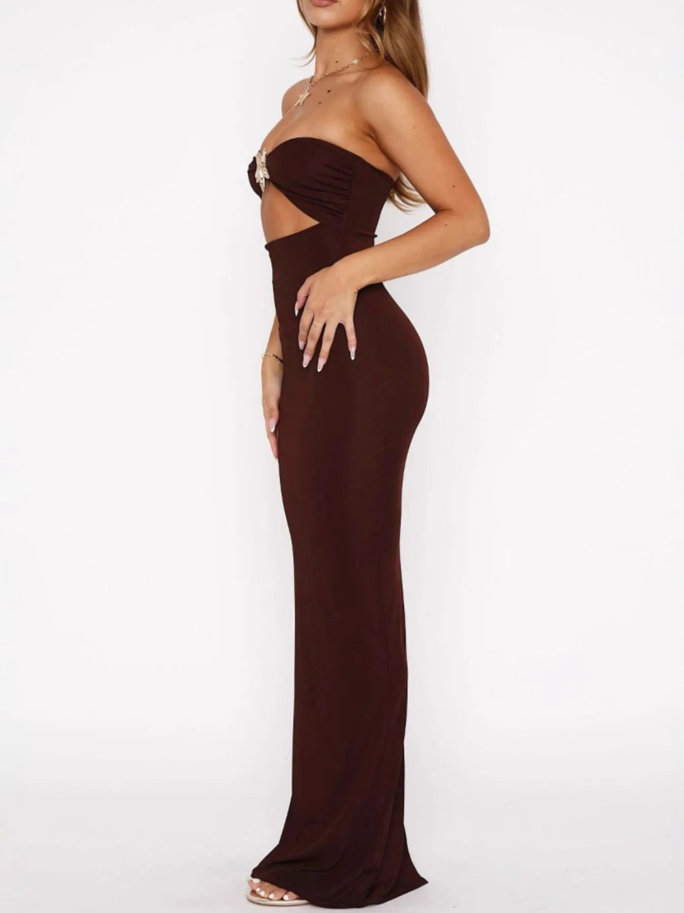 Cutout Sweetheart Neck Tube Maxi Dress