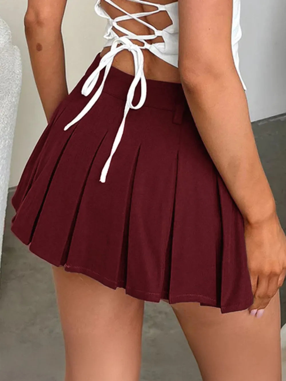 Devine Pleated Mini Skirt - Maroon or White!